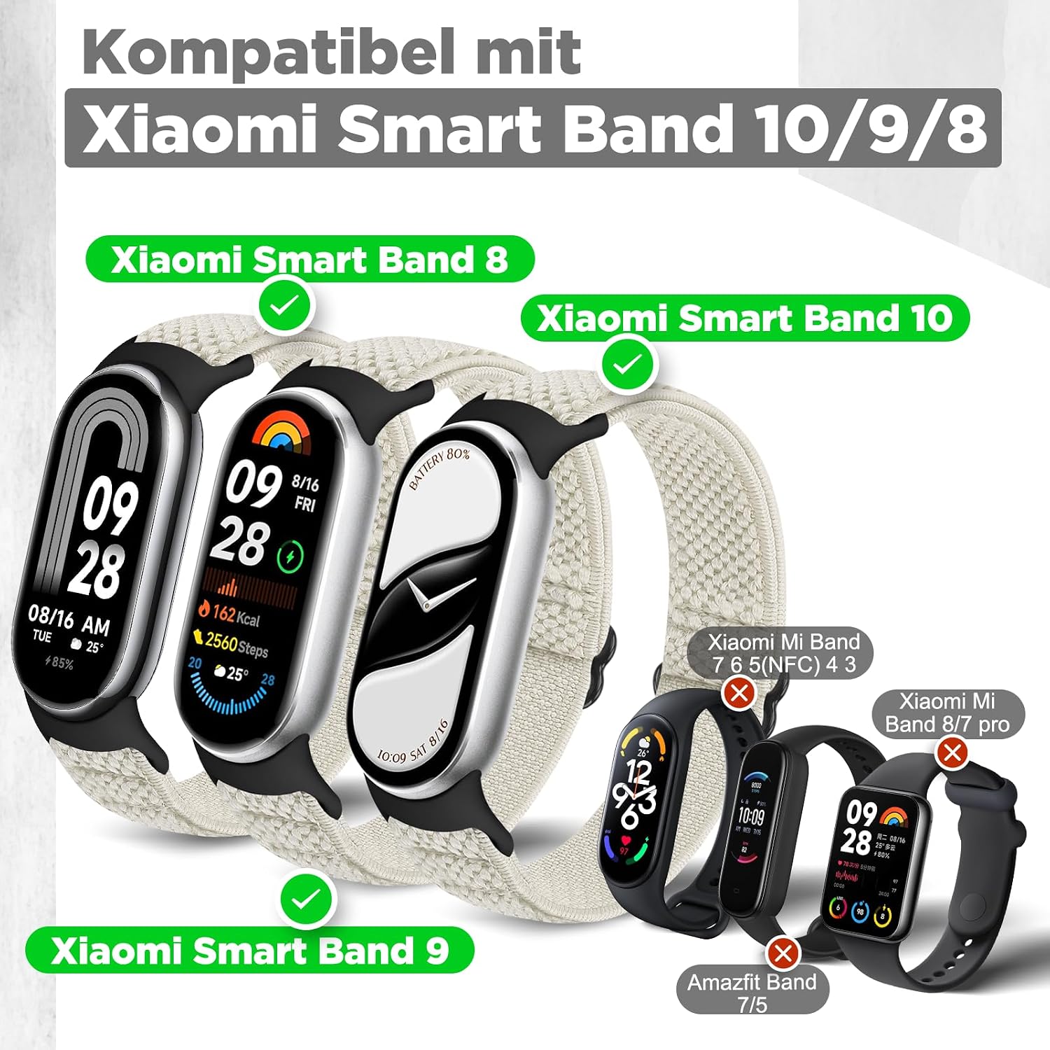 Detalle 2 de Bcuckood elastisches Armband Xiaomi Mi Band 8/9/10