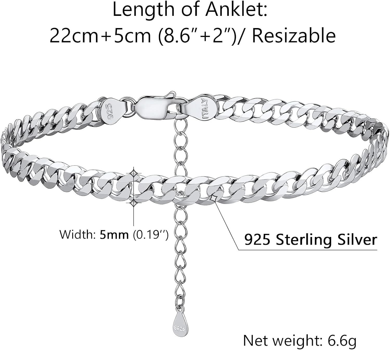 Thumbnail 4 de Cavigliera donna in argento 925 PROSILVER regolabile 22+5 cm, con confezione regalo