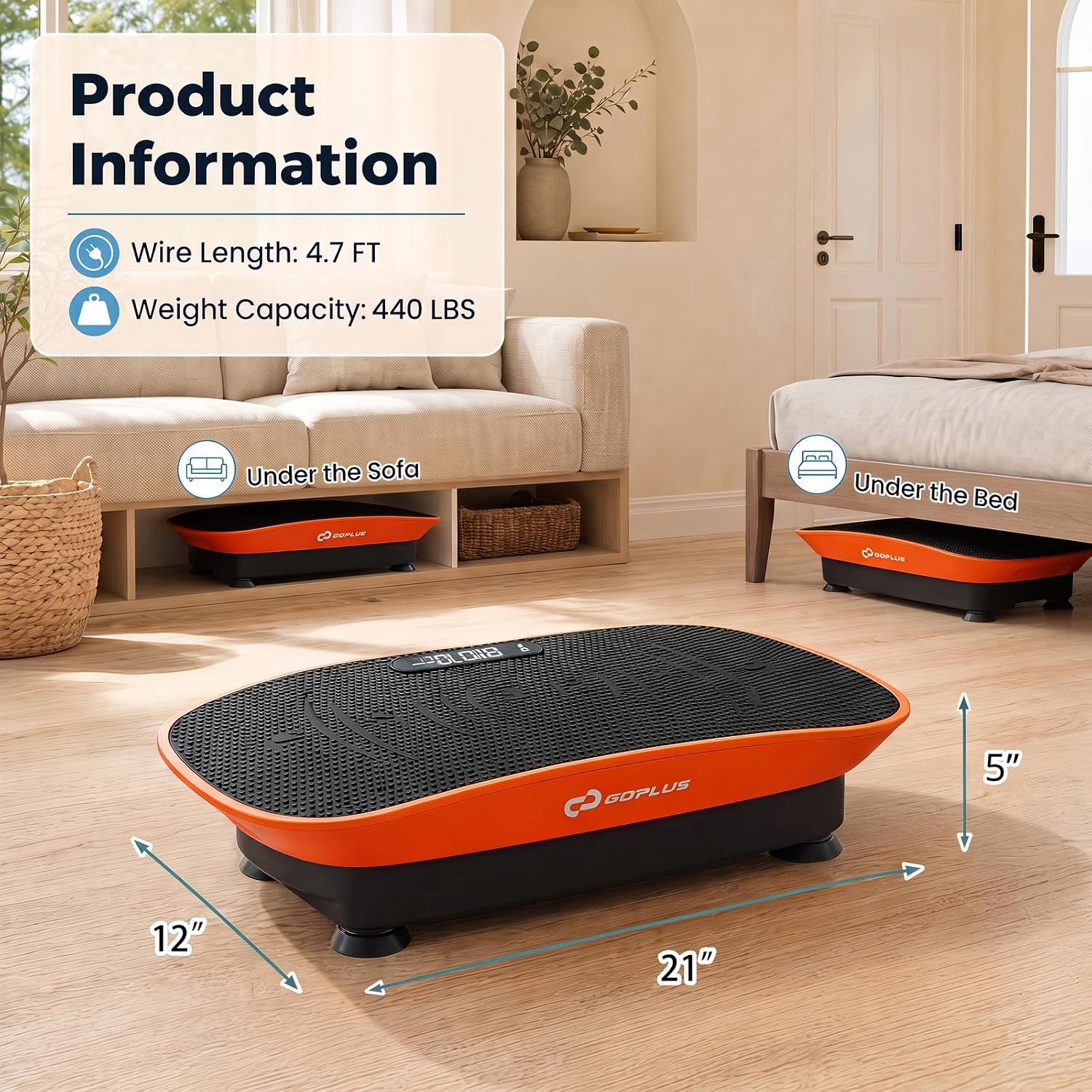 Detalle 2 de Goplus SU-38656US-PRO Pro Curved Vibration Plate, 10 Speeds and Remote