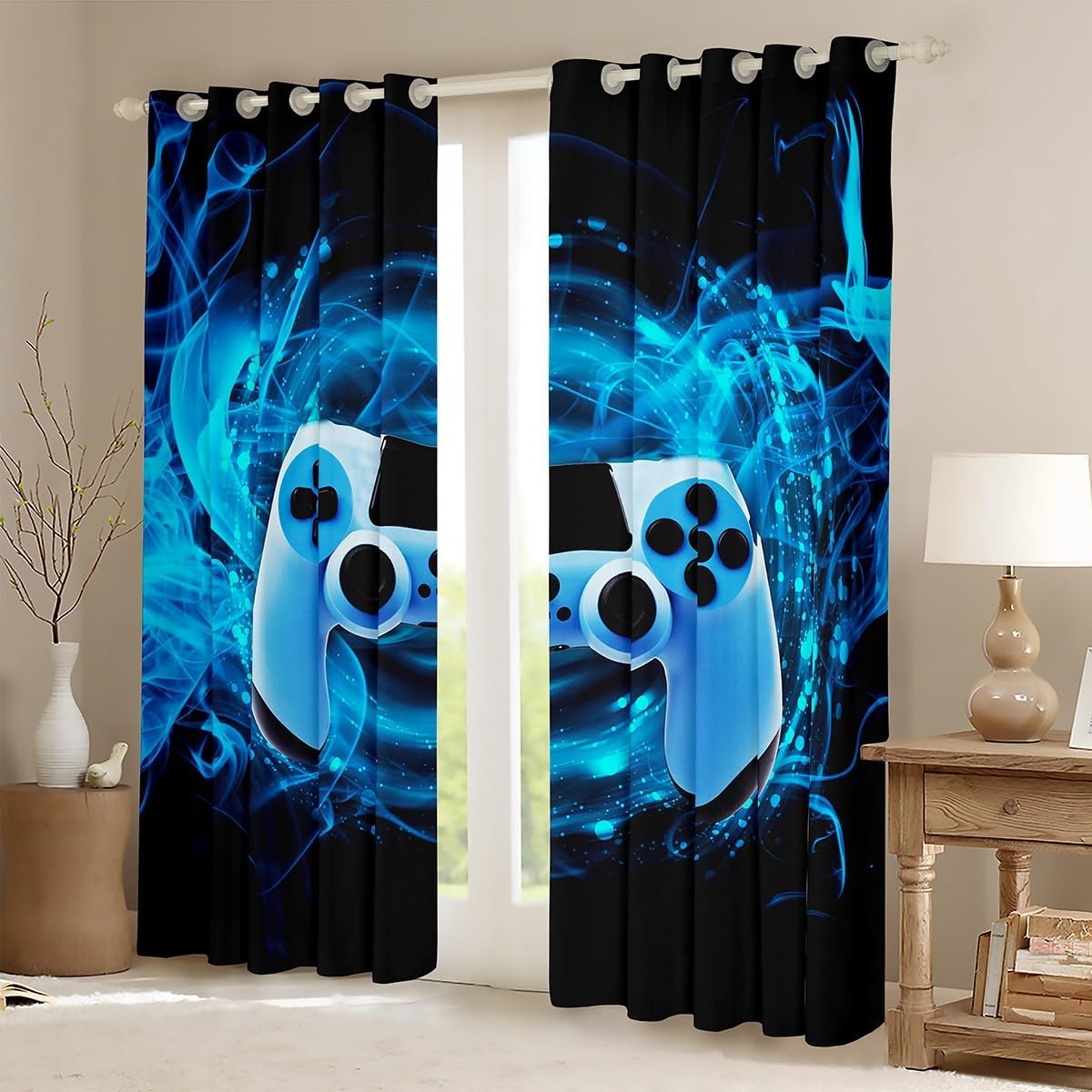 Thumbnail 1 de Games gaming curtain set (velvet) with grommets for bedroom, living room and kids’ spaces