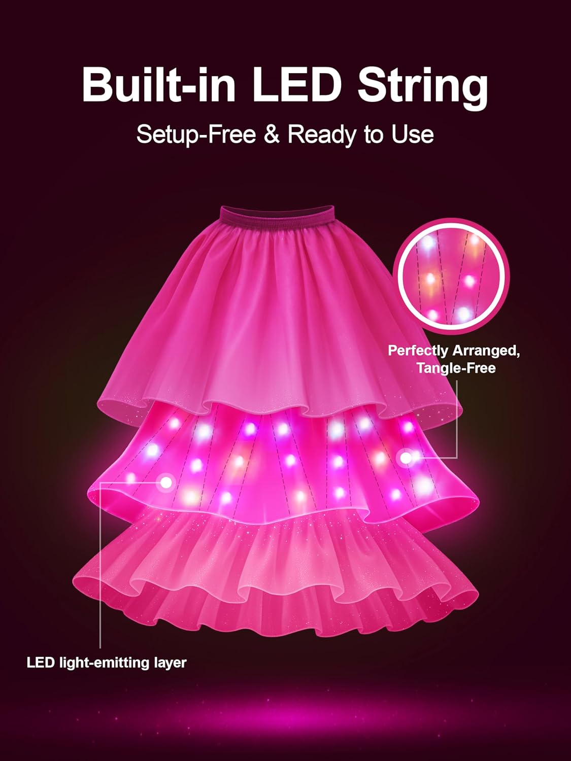 Detalle de BLINGCOS RGB LED Princess Costume for Girls with App & Remote Control