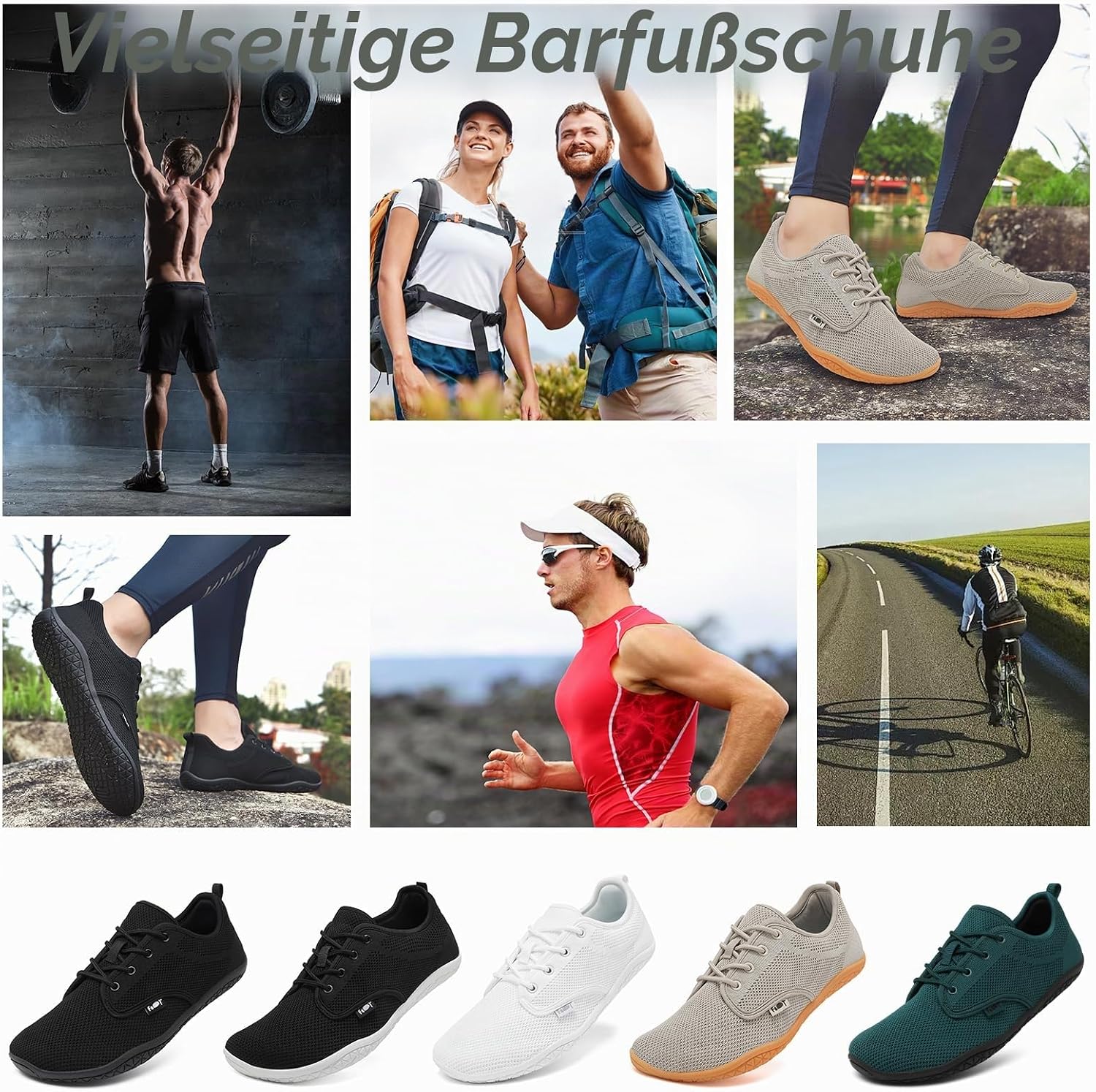 Detalle de Geweo Unisex Barfußschuhe Sommer – Zero-Drop, breite Zehenbox, atmungsaktiv