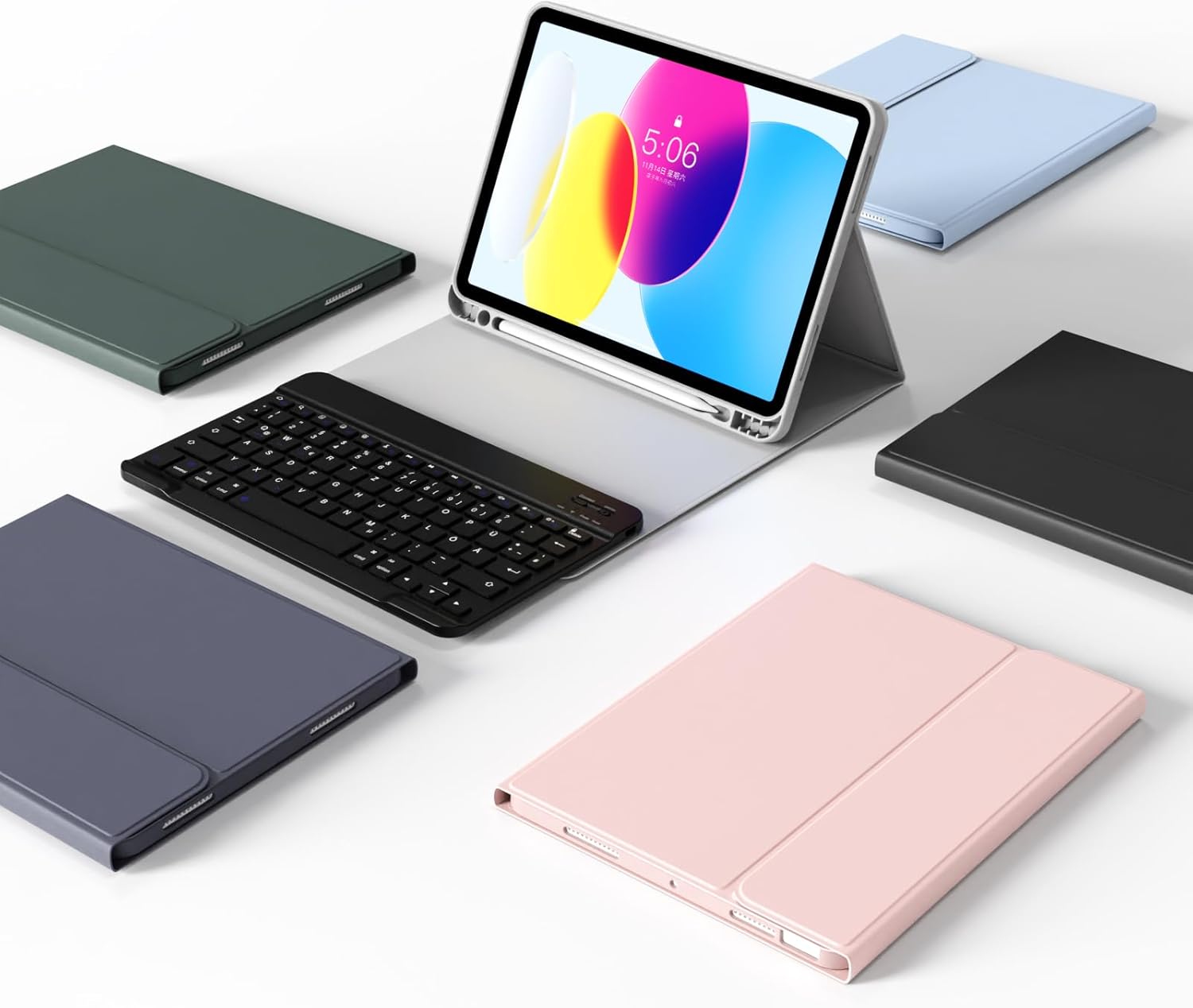 Thumbnail 6 de ZOYU Tastatur Hülle für iPad (A16) 11 Zoll / 10,9 Zoll – Nachtgrün mit abnehmbarer Bluetooth-Tastatur