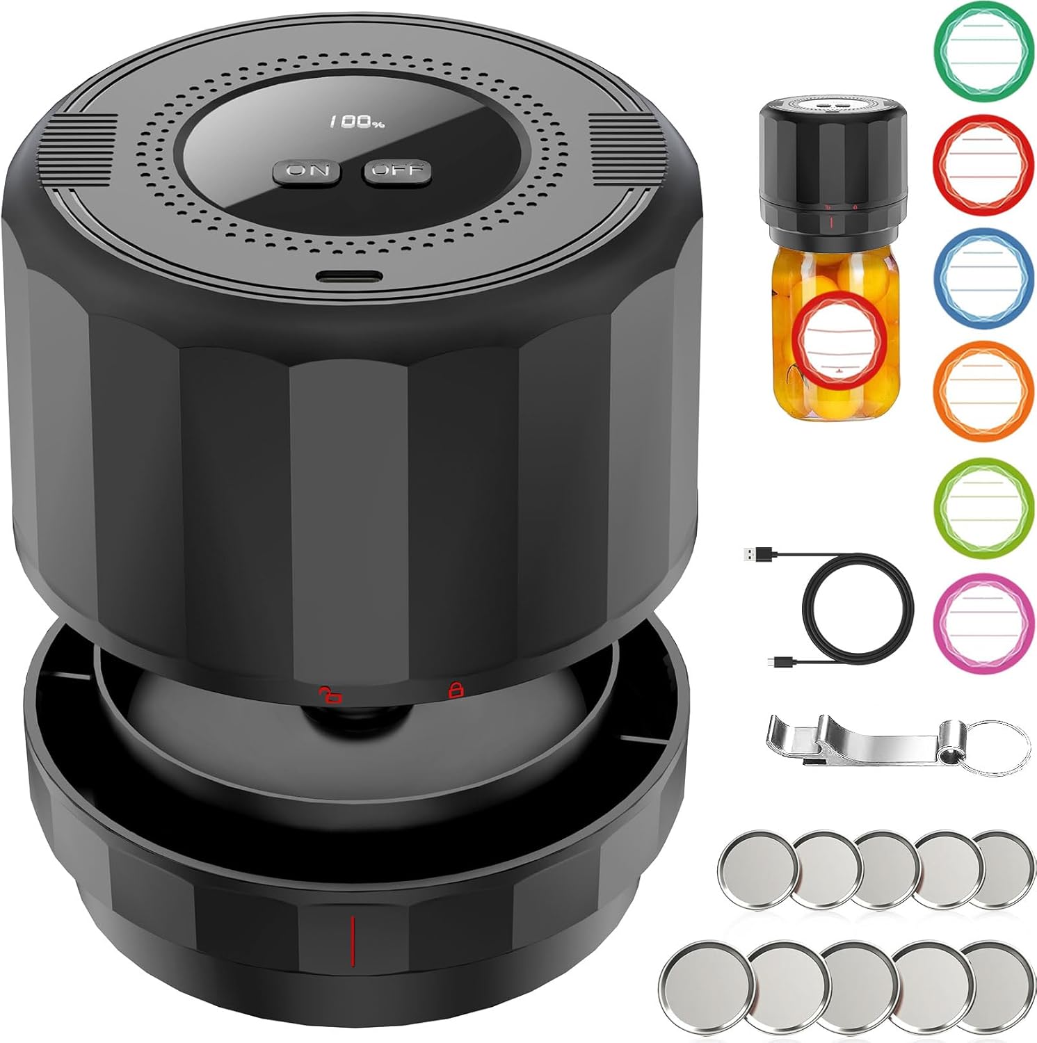 Detalle de M11 Electric Mason Jar Vacuum Sealer 5-hour 🥫