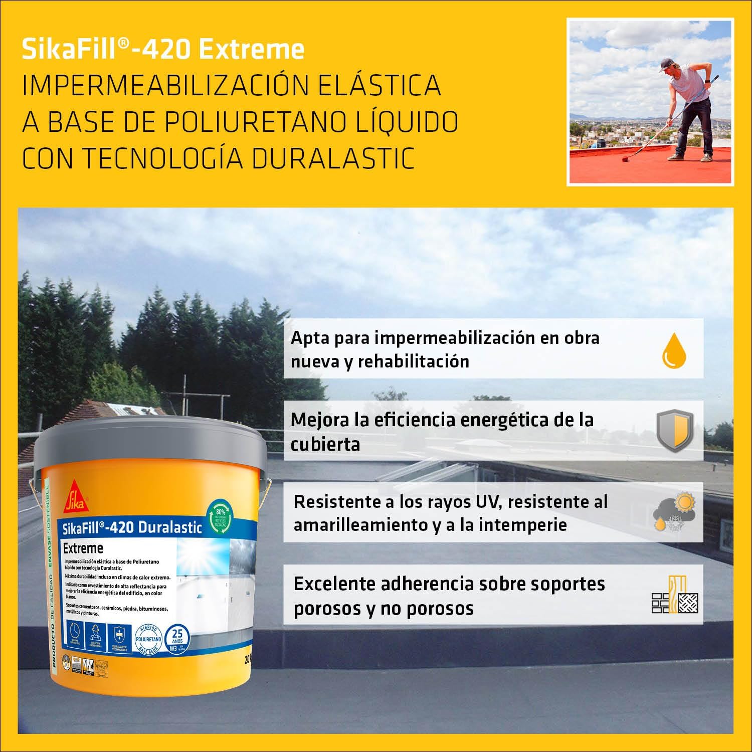 Detalle 2 de SIKA SikaFill 420 Extreme 20 kg — membrana líquida impermeable 🏗