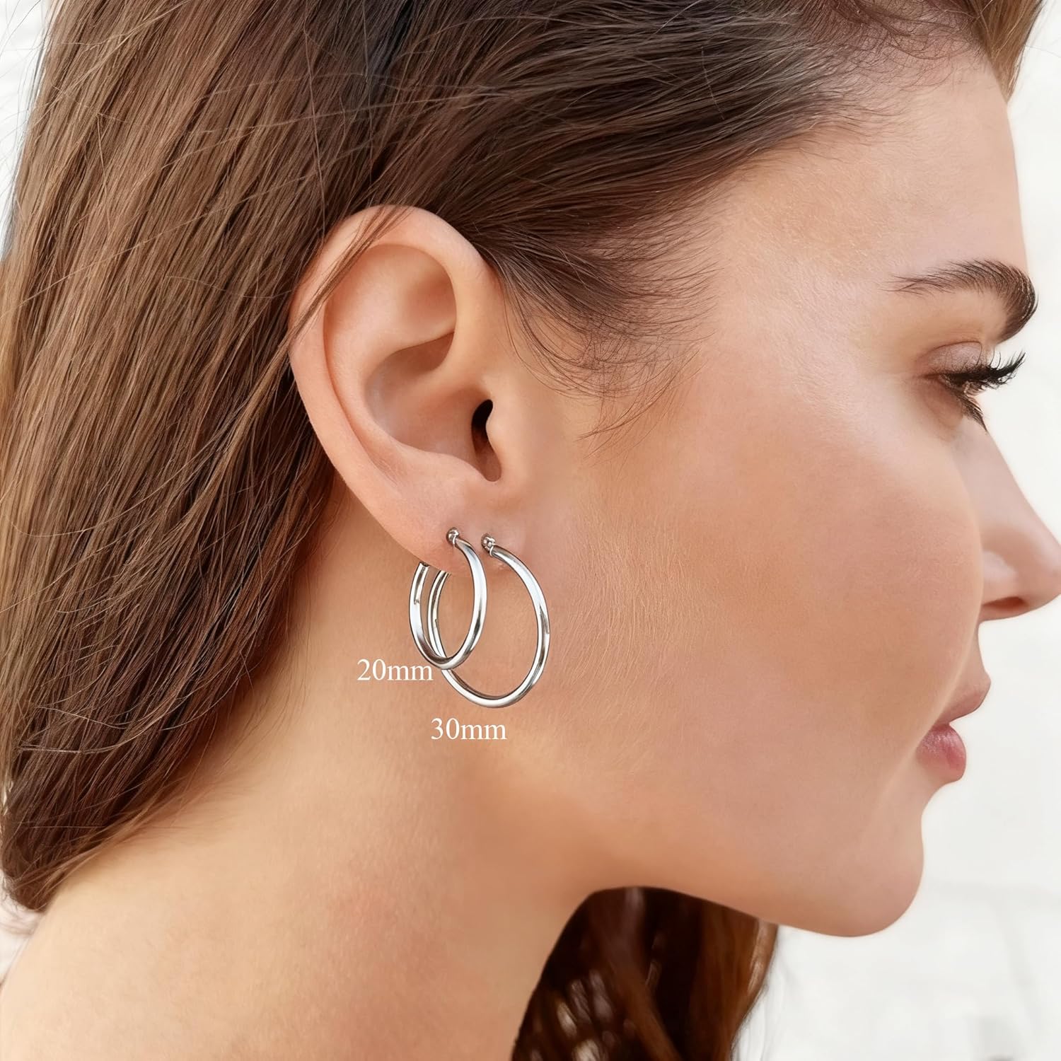 Thumbnail 1 de DORANA Creolen aus Sterlingsilber 925, 2 mm dünne große Hoops (20–70 mm) – hypoallergen, nicht anlaufend