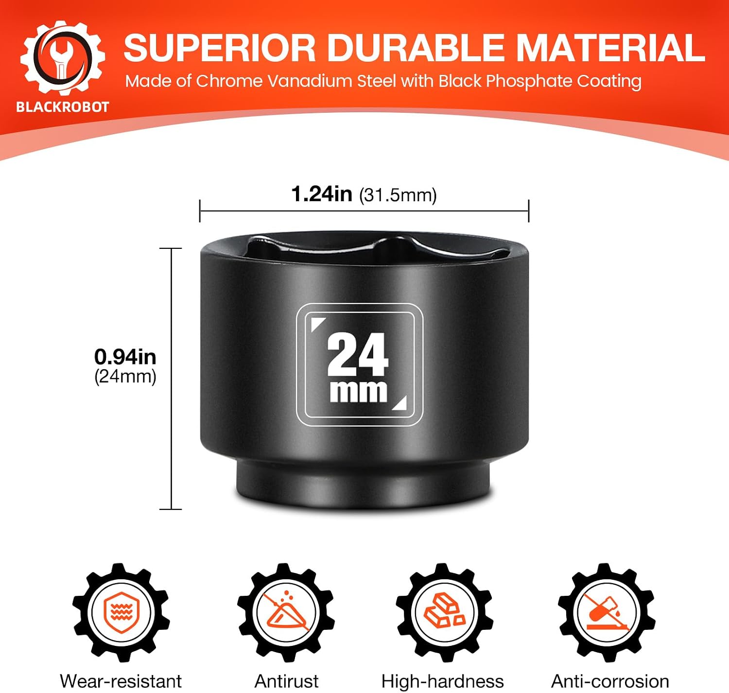 Detalle de BLACKROBOT da339414-46c5-47c2-9fbe-252a3df021c2 24mm Low-Profile Oil Filter Socket