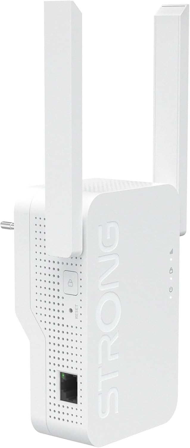 Detalle de STRONG AX3000 WLAN-Verstärker für Steckdose – Wi-Fi 6, Dualband Repeater & Access Point mit 2 externen Antennen