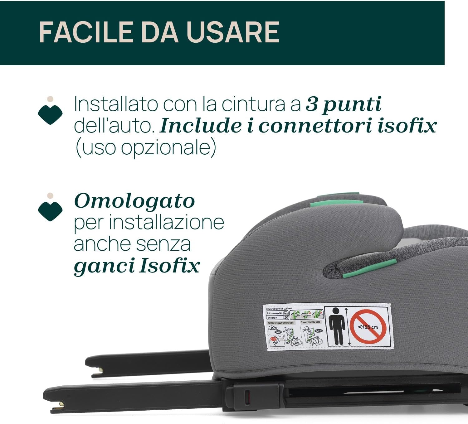 Detalle de Chicco Quasar Fix i-Size: Seggiolino auto Gruppo 3 per bambini 7-12 anni (126-150 cm)
