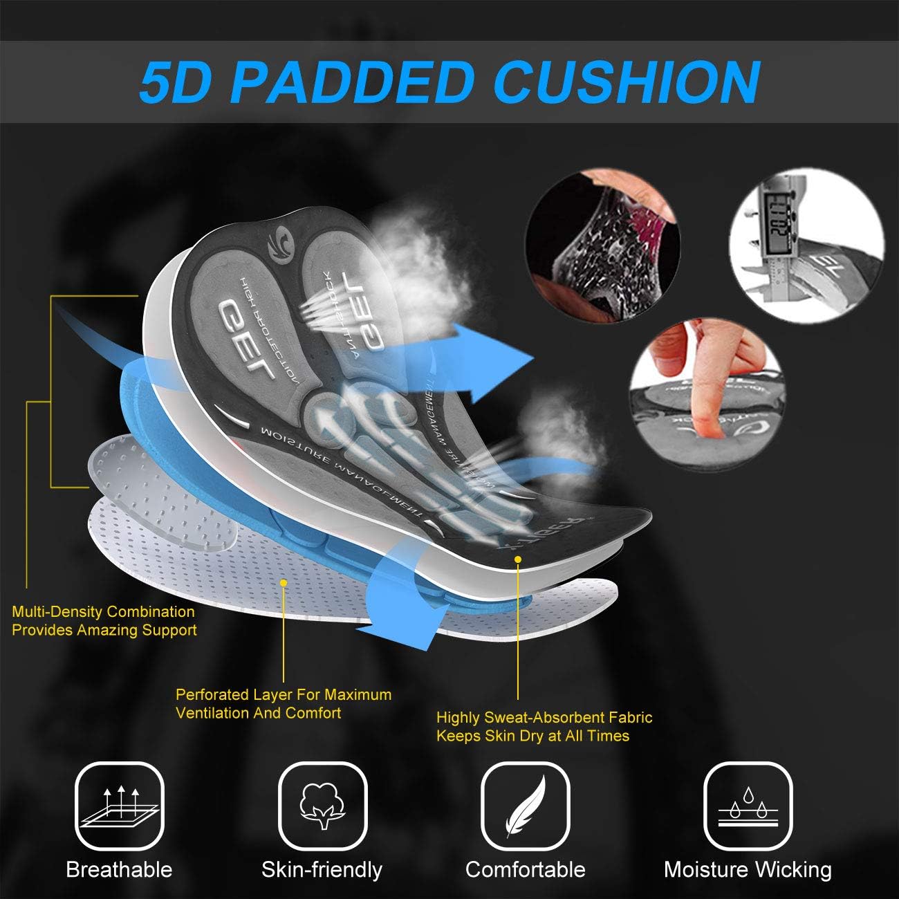 Detalle de X-TIGER Ciclismo Uomo 5D Gel Imbottito Boxer: comfort e versatilità per allenamenti e uscite