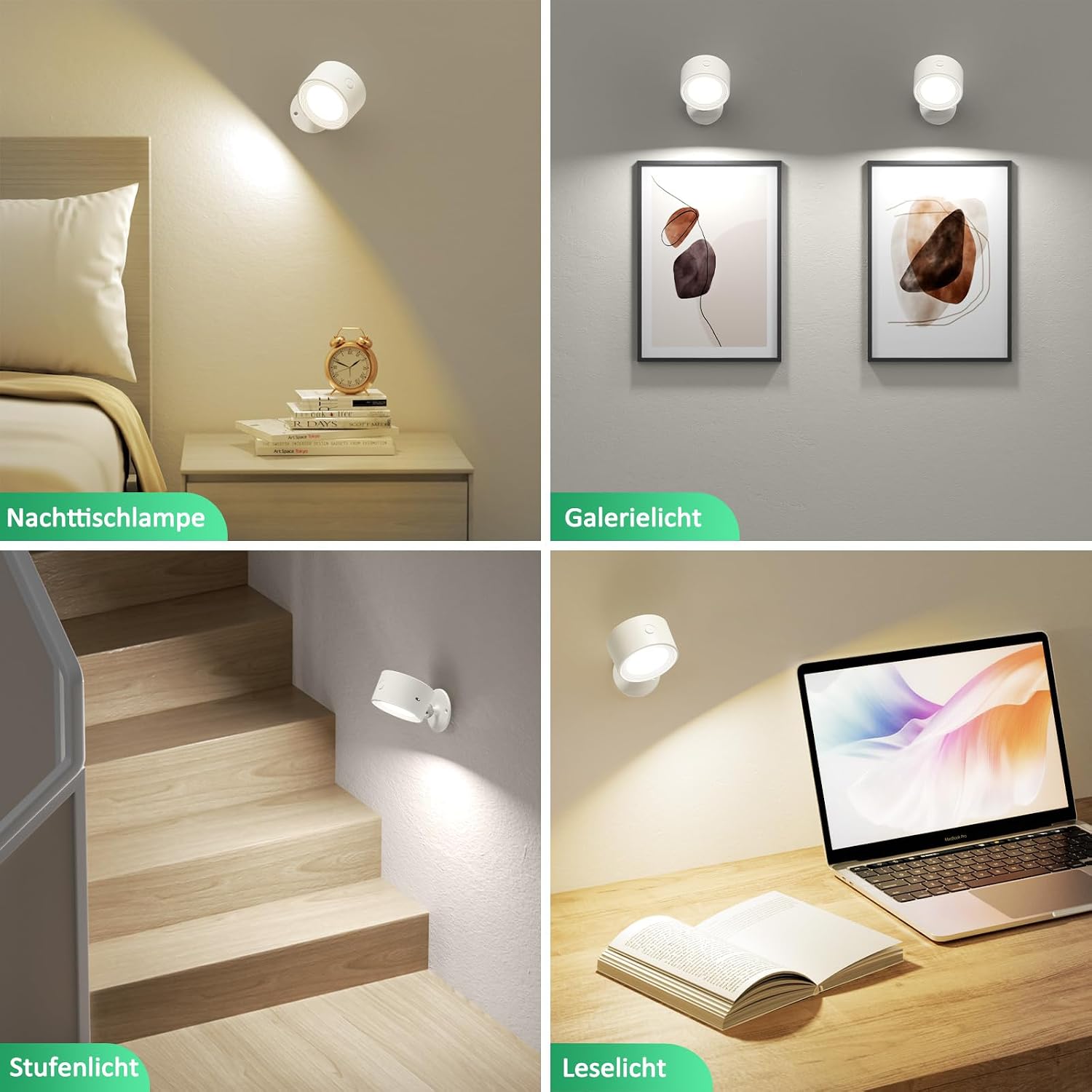 Detalle 2 de Lightbiz LED Akku Wandleuchte Innen 3er-Set