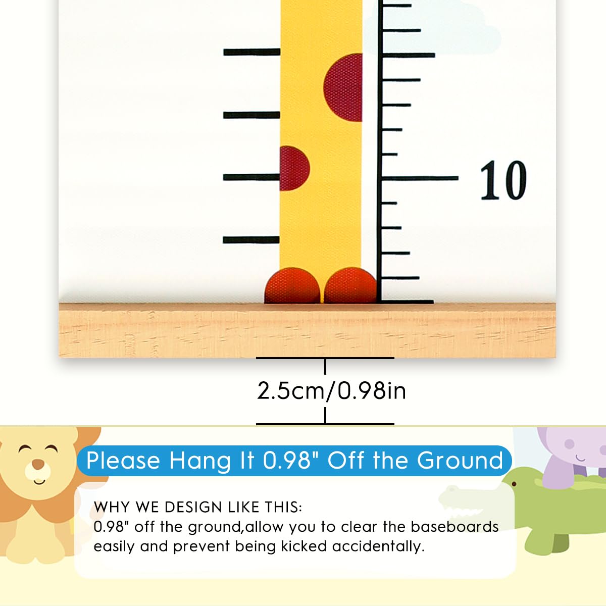 Detalle de MIBOTE Giraffe Growth Height Chart for Kids, Removable 79" x 7.9" Canvas