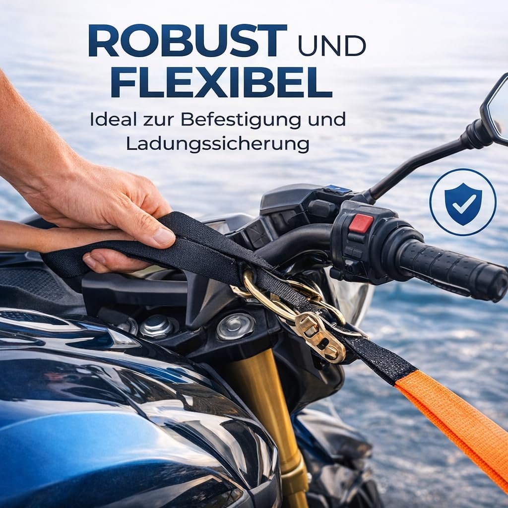 Thumbnail 1 de 5x Zurrschlaufen Doppelschlaufen 30 cm Rundschlinge – Halteband zur Ladungssicherung (Motorrad & mehr)