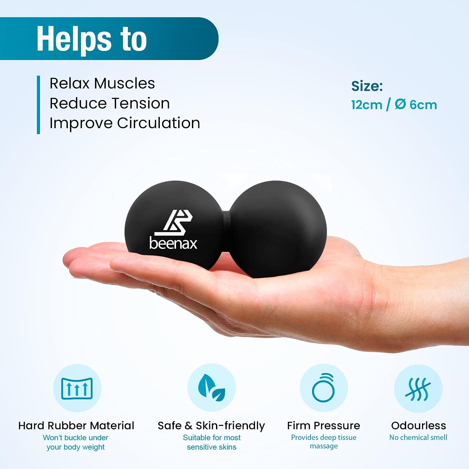 Detalle de Beenax Peanut Massage Ball - Double Lacrosse Ball for Trigger Point Therapy