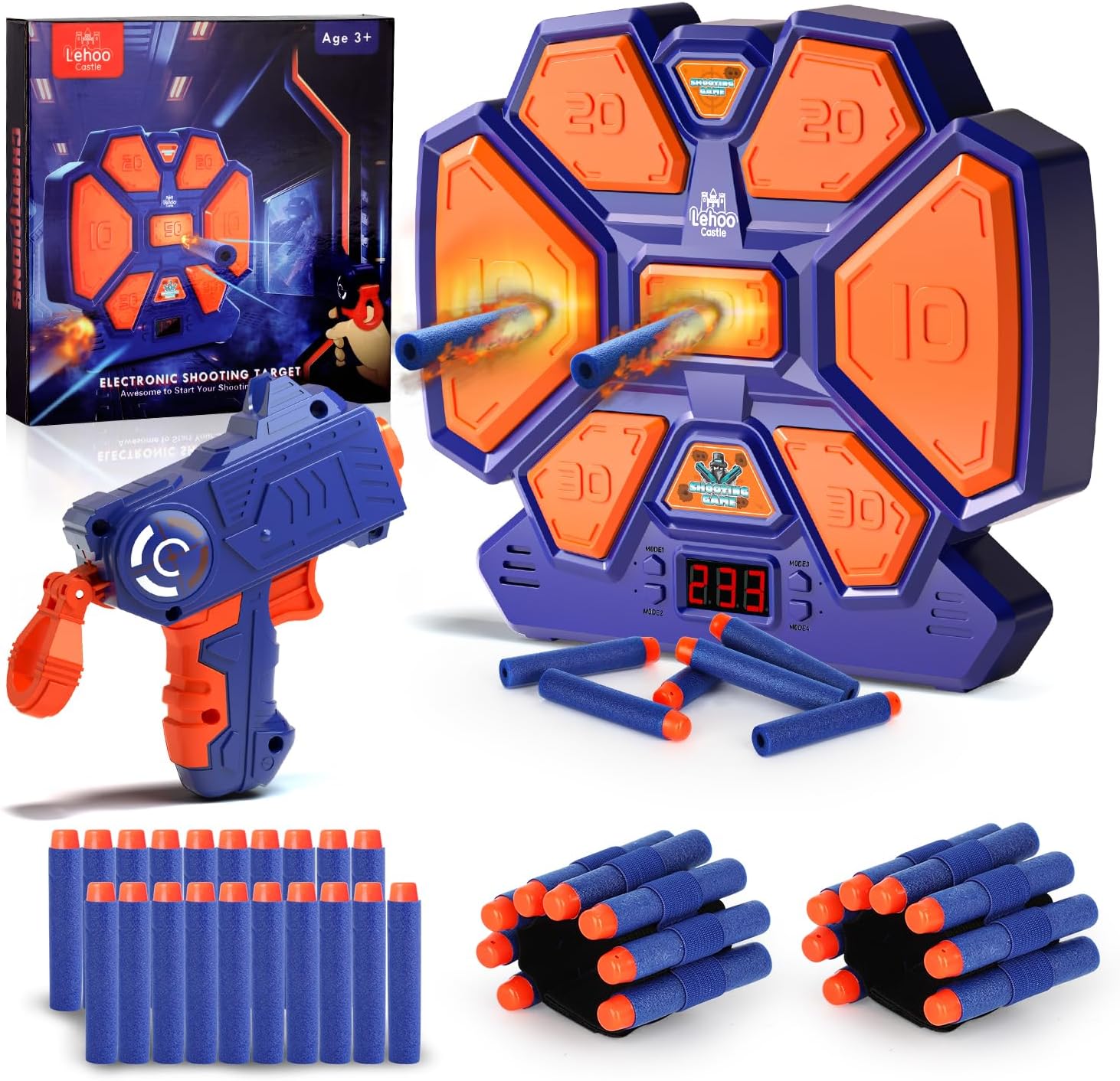 Thumbnail 6 de Lehoo Castle Electronic Target for Nerf Guns (Black) – digital auto scoring target with 4 modes, lights & sound