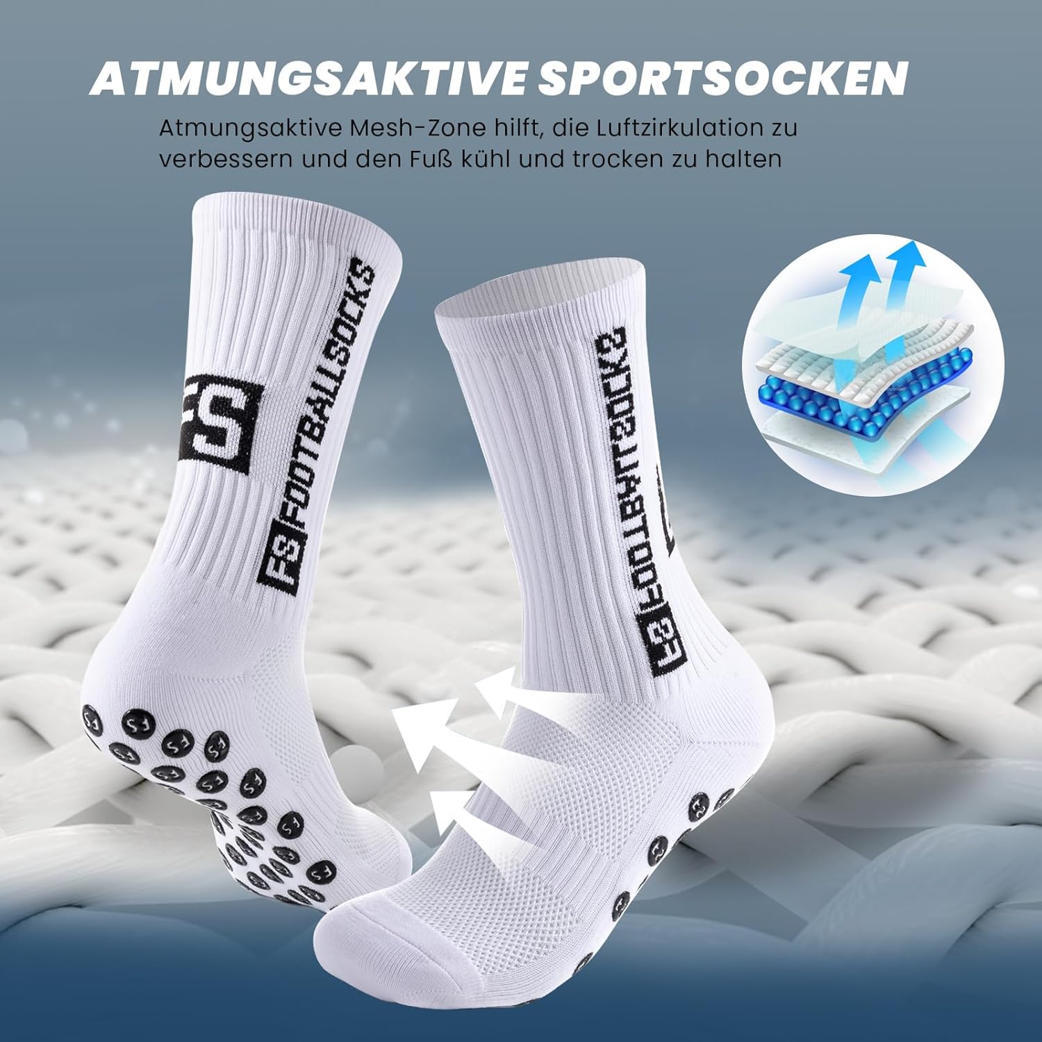 Thumbnail 4 de Werfunee 3 Paar Fußballsocken mit Anti-Rutsch-Grip für Herren & Damen