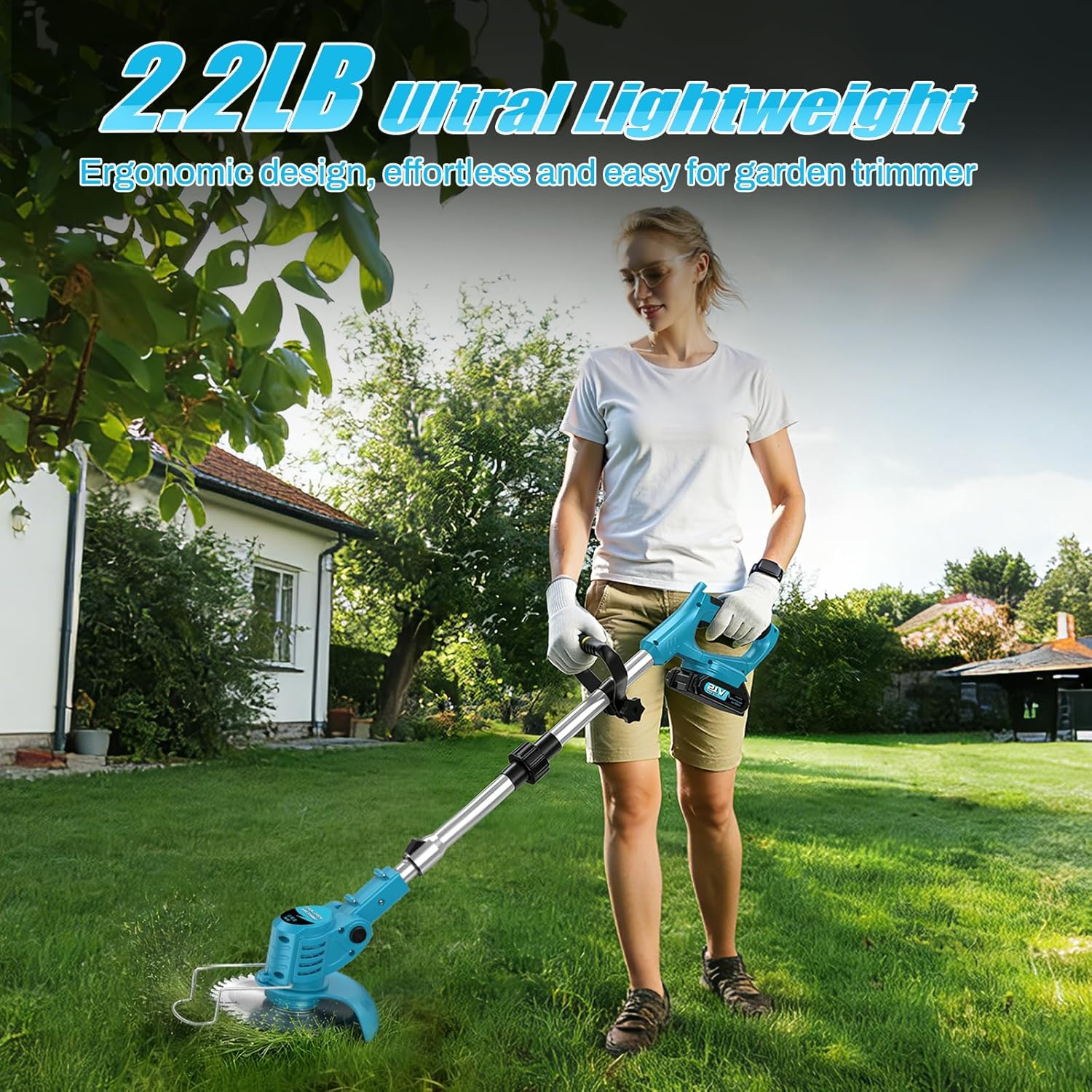 Thumbnail 3 de Cordless Strimmer 21V 4-in-1 Grass Trimmer with 800W Brushless Motor and Dual 4000mAh Batteries