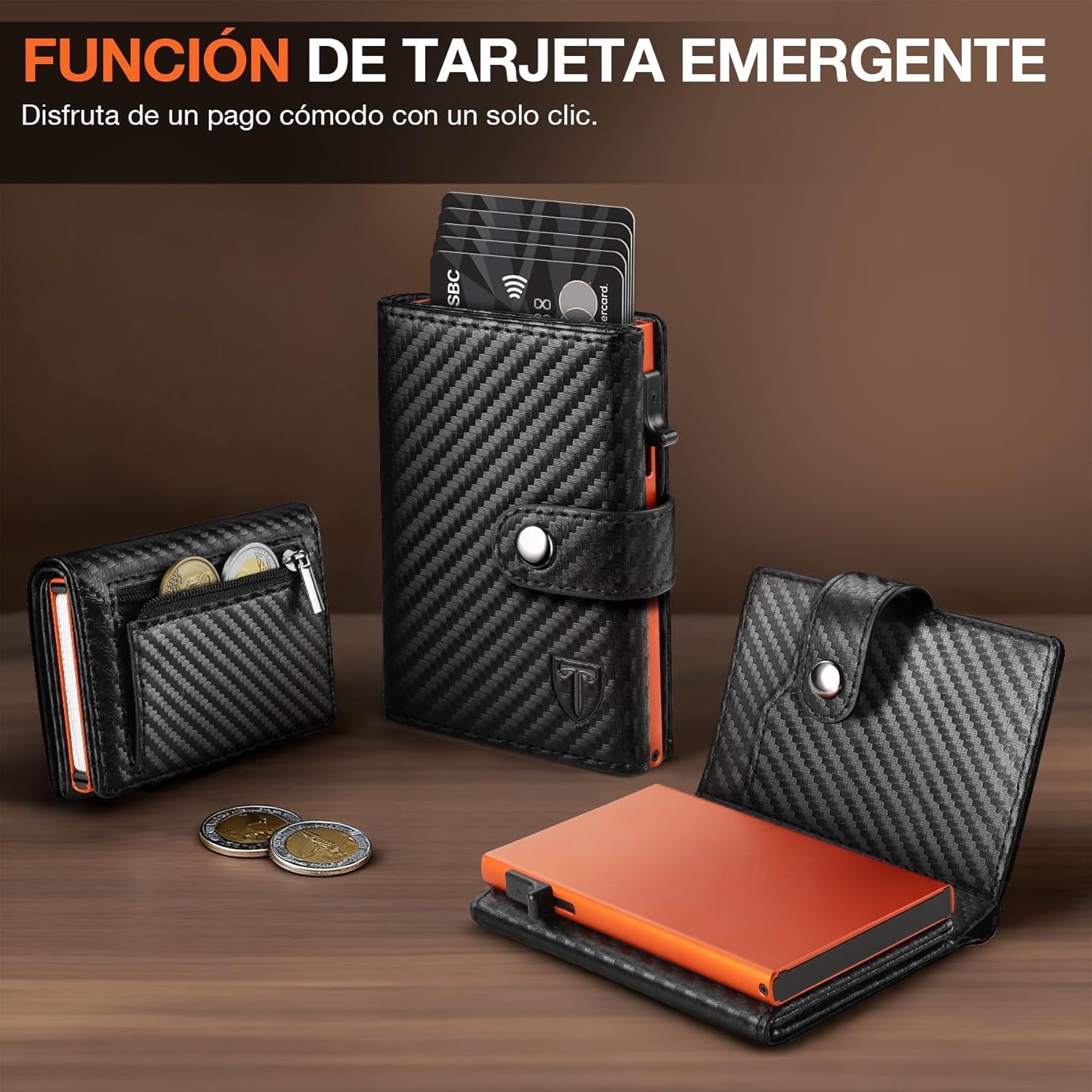 Detalle 2 de TENBST Carteras Carteras delgada 10 tarjetas
