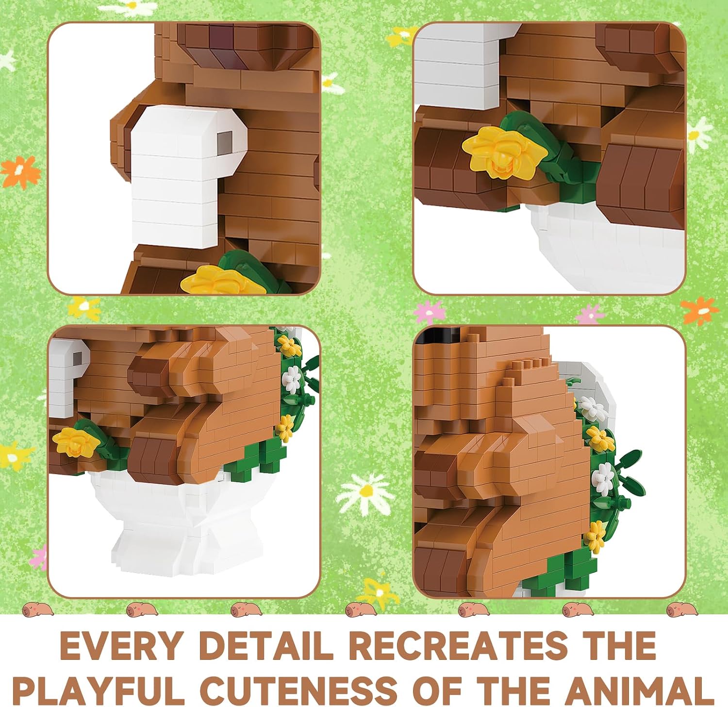 Detalle de MJDDJA Capy-bara Mini Building Blocks (Micro Blocks) — Capy-bara riding a pig, humorous kid/party gift set (M3147)