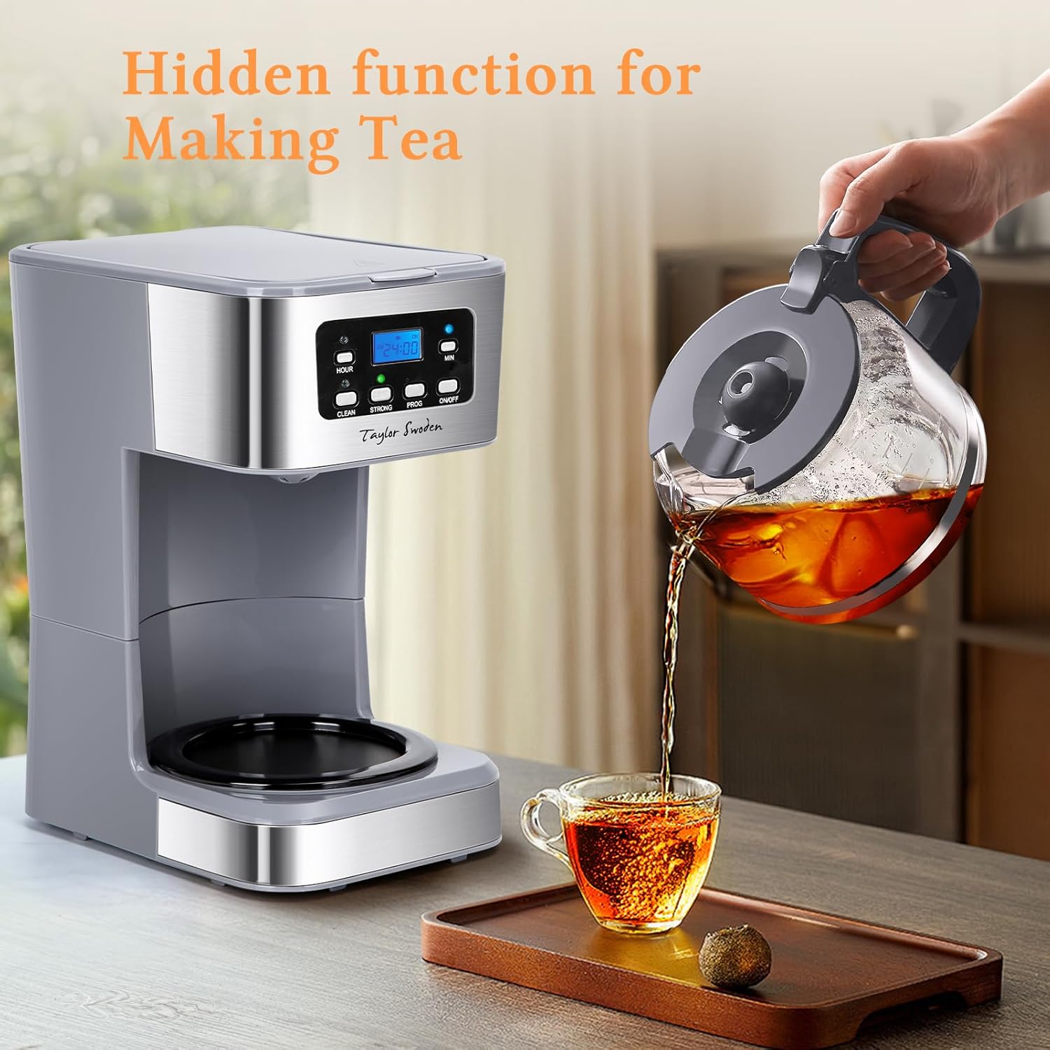 Thumbnail 6 de Taylor Swoden 950W Kaffeemaschine mit Timer – 1,5 l, BPA-frei, Grau (Pewter)