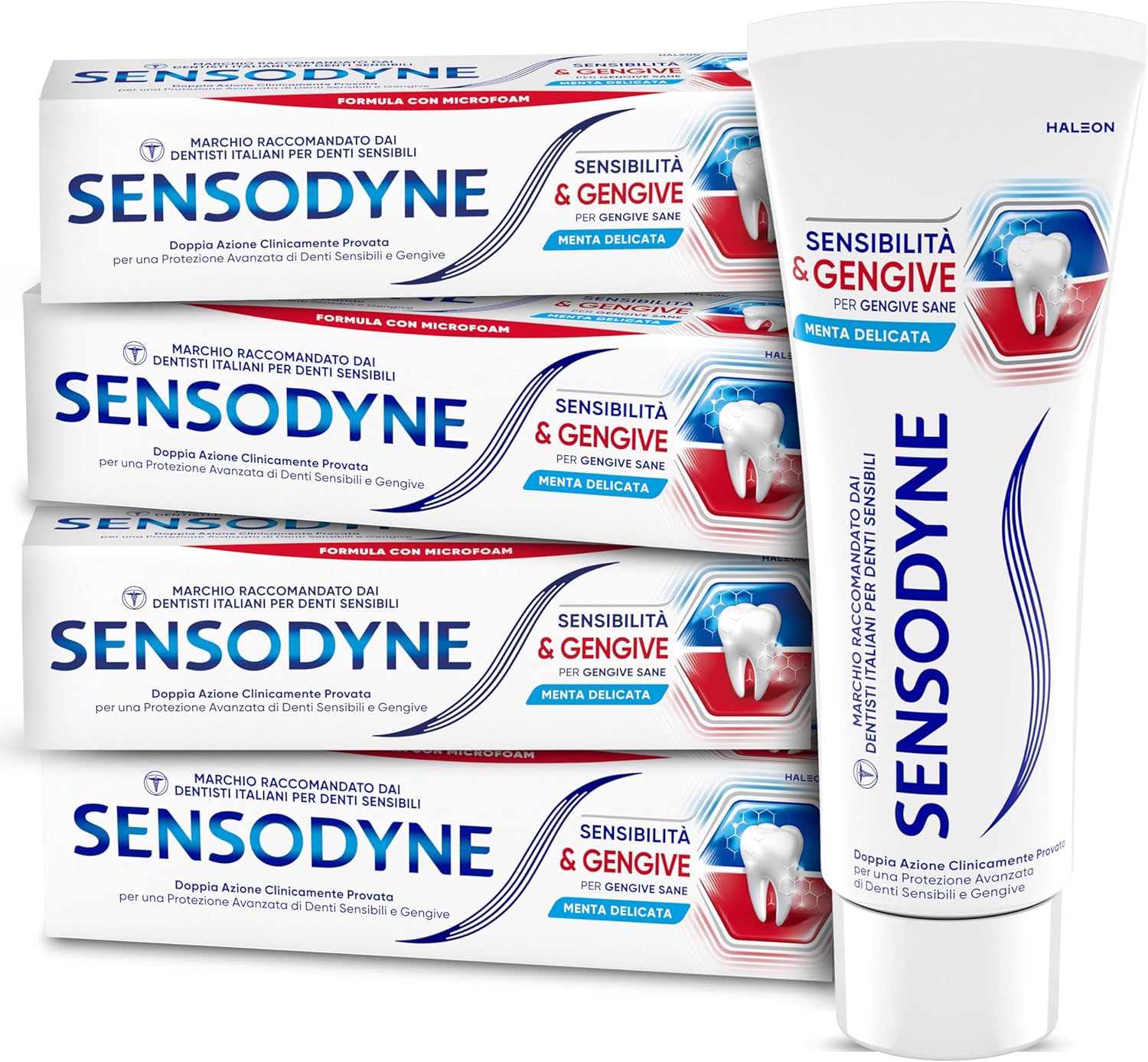 Detalle de Sensodyne Dentifricio Sensibilità & Gengive — per denti sensibili e fastidi gengivali (4x75 ml)