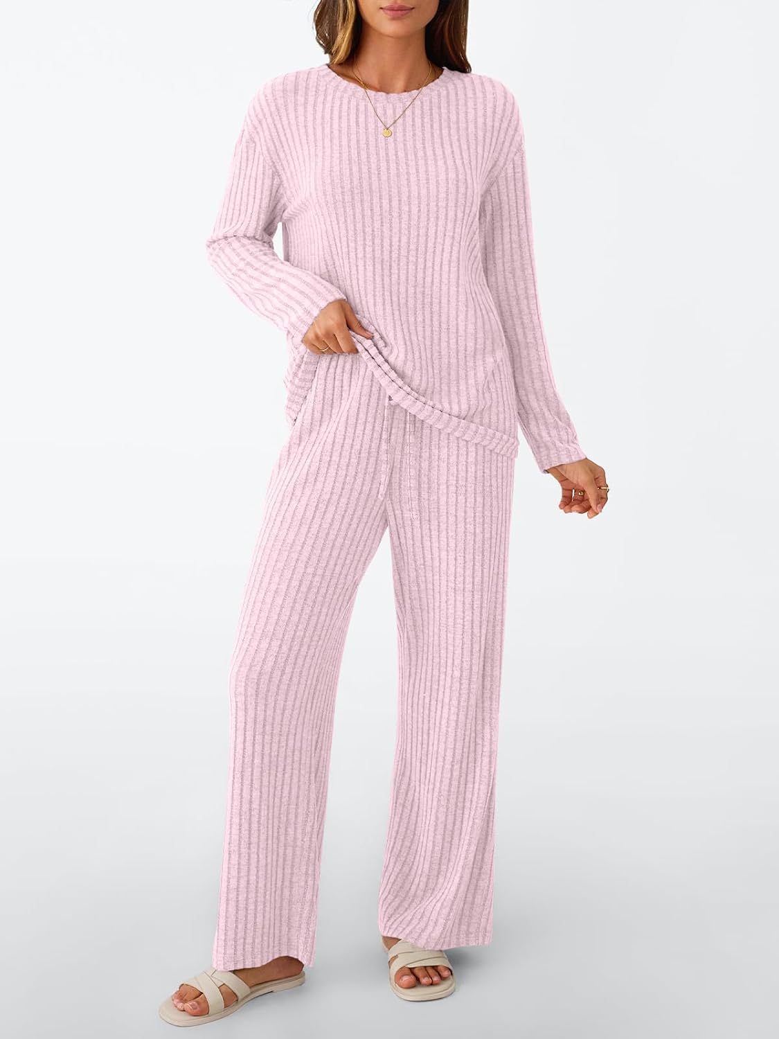 Detalle 2 de LILLUSORY Women's Lounge Set, Ribbed Knit