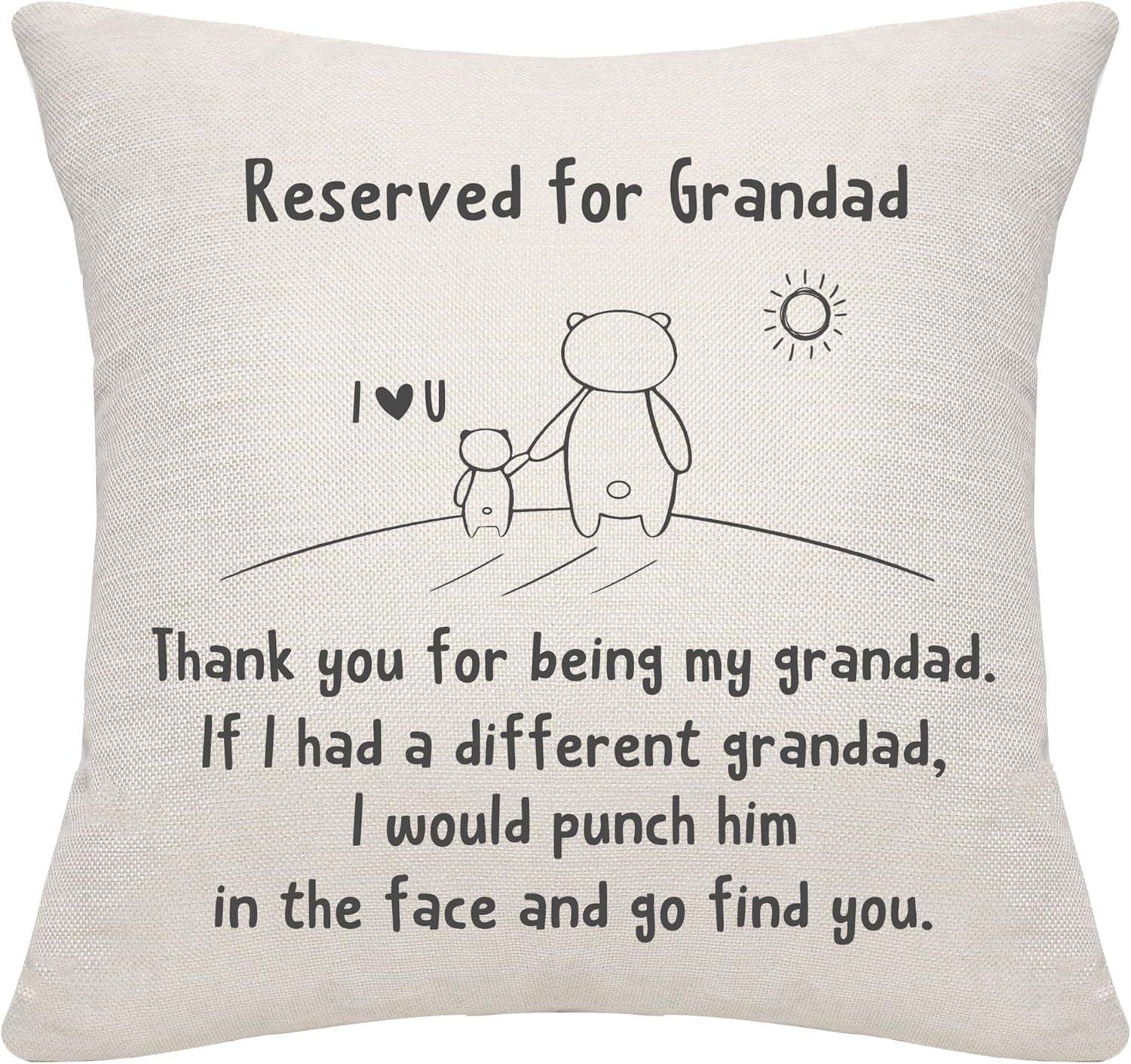 Detalle de Bommex Funny Cartoon Cushion Covers – Thank You For Being My Grandson cushion cover (18×18in linen)