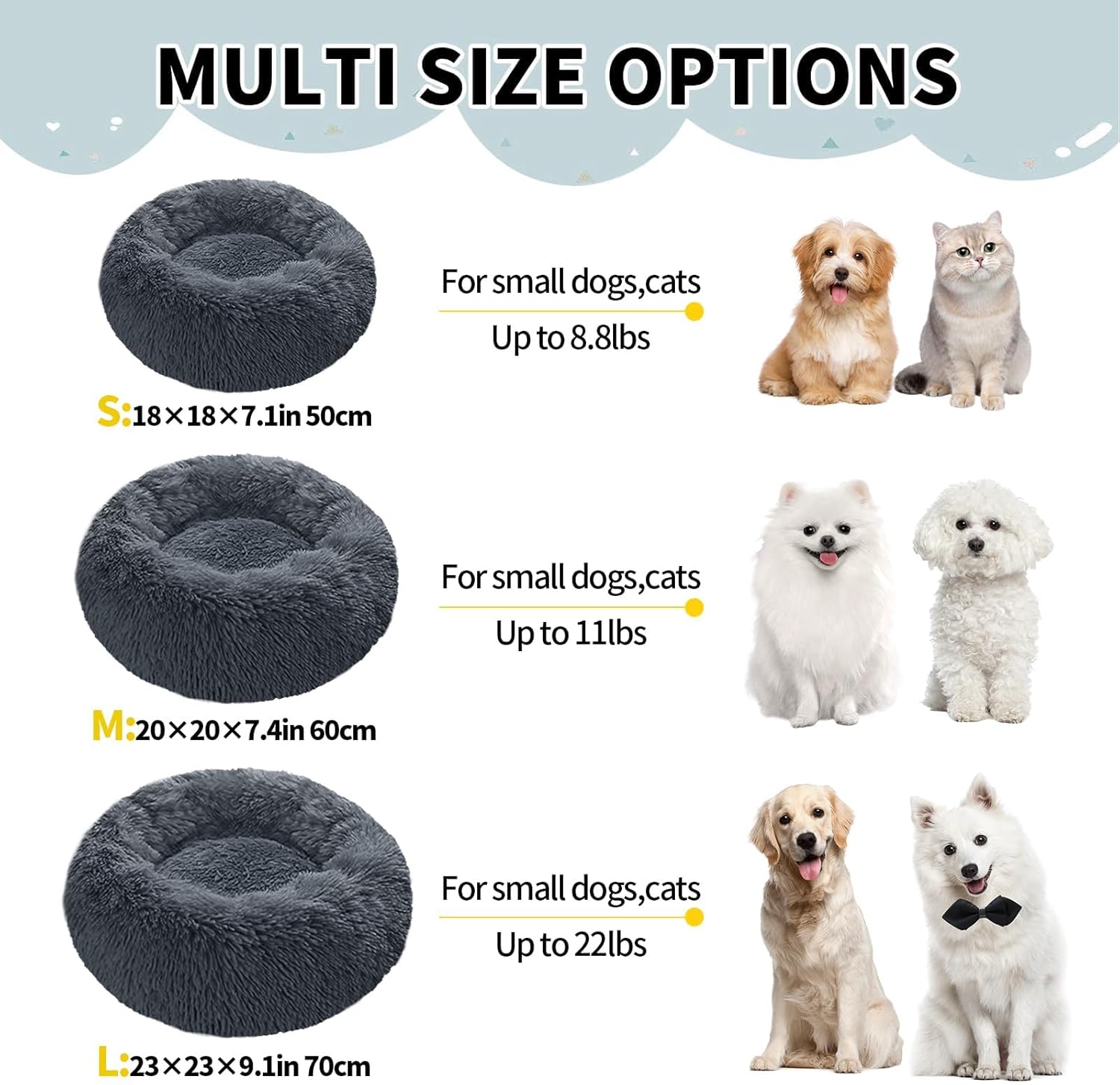 Thumbnail 3 de DONWEI Calming Donut Bed for Small to Medium Dogs (70x70cm) - Dark Grey