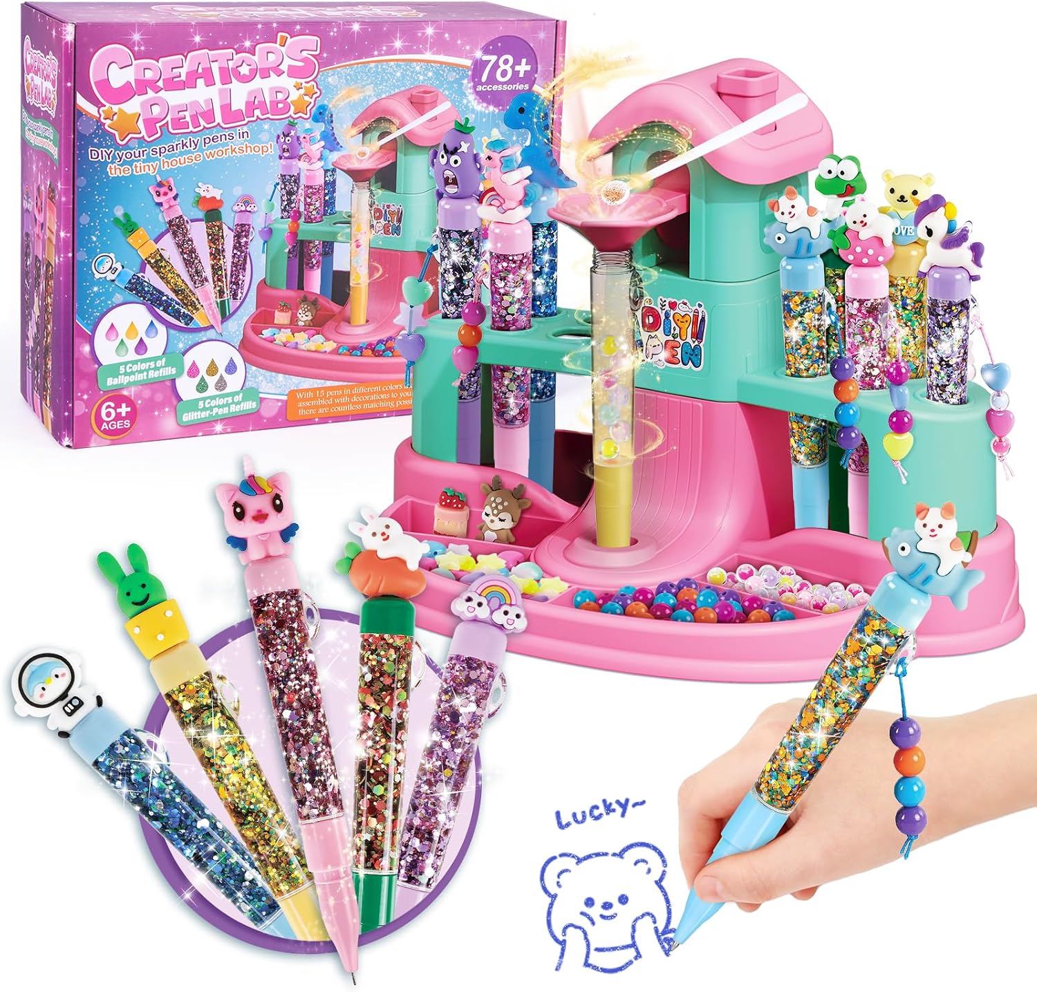 Detalle de Highttoy Pen Making Kit for Kids Aged 6-12 — Creative DIY Pen Lab with 78+ Accessories