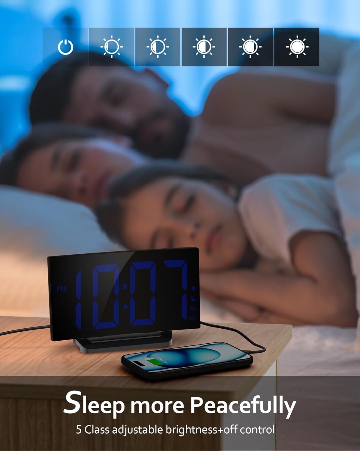 Thumbnail 3 de GOLOZA Digital Alarm Clock for Bedrooms with Curved Design