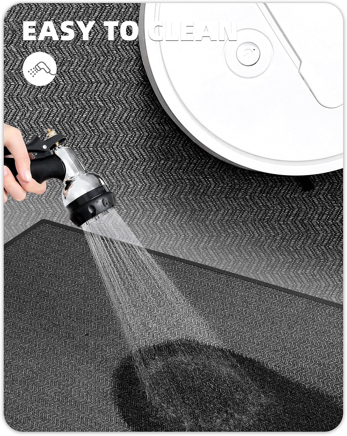 Thumbnail 4 de COLOR&GEOMETRY Tapis Cuisine 43,5 x 150 cm – Antidérapant et Lavable, Gris Foncé