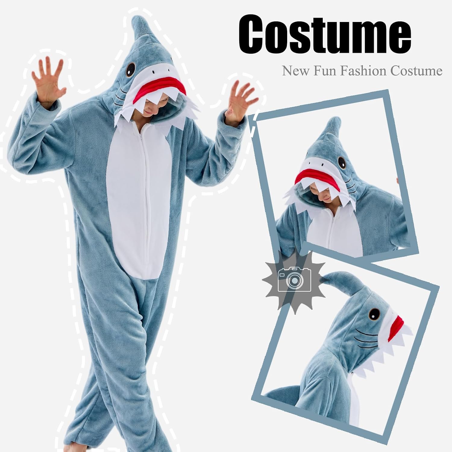 Thumbnail 3 de JUOLOET Unisex Adult Animal Onesie Pajamas with Hood and Side Pockets