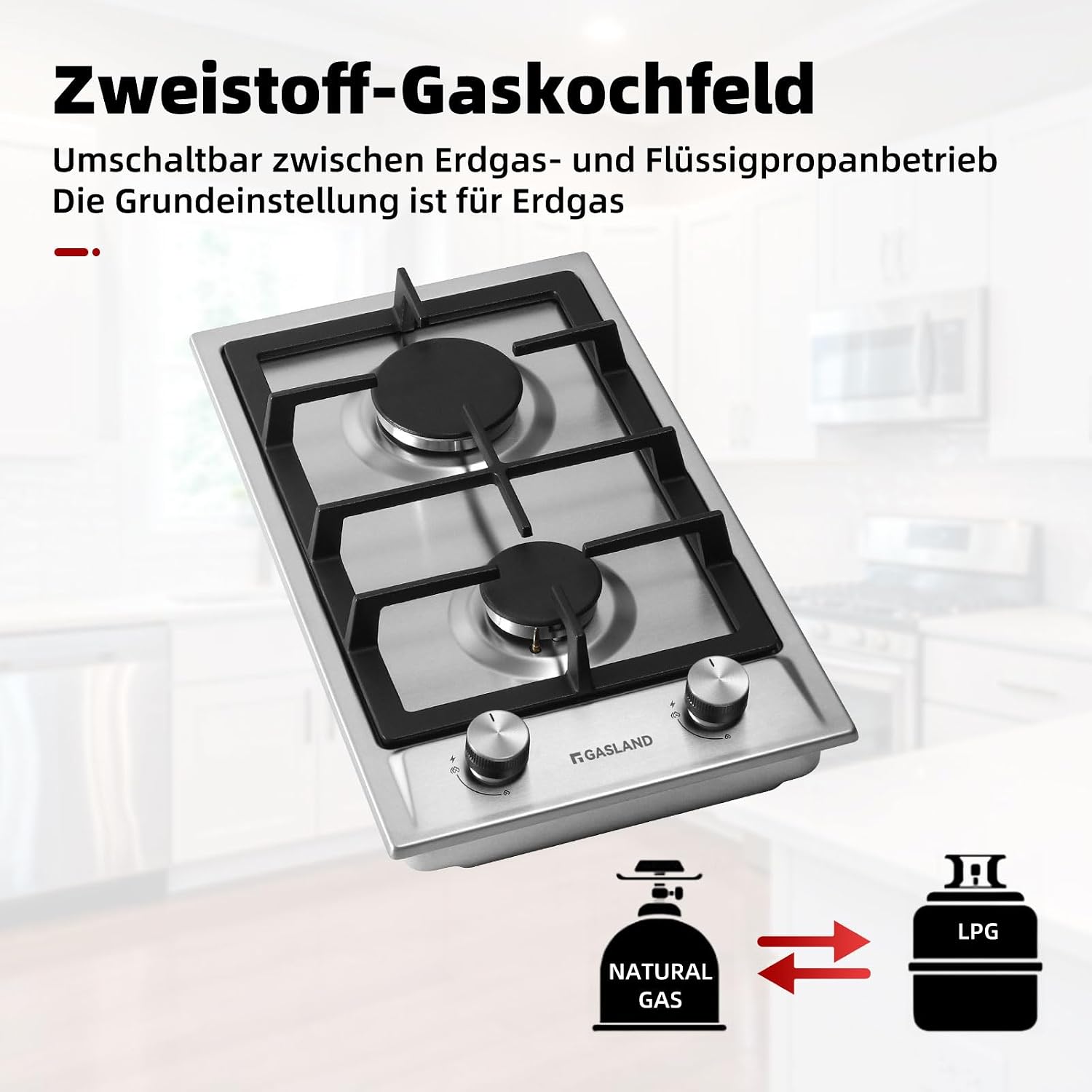 Thumbnail 3 de GASLAND GH30SF 2-flammiges Gaskochfeld 30 cm
