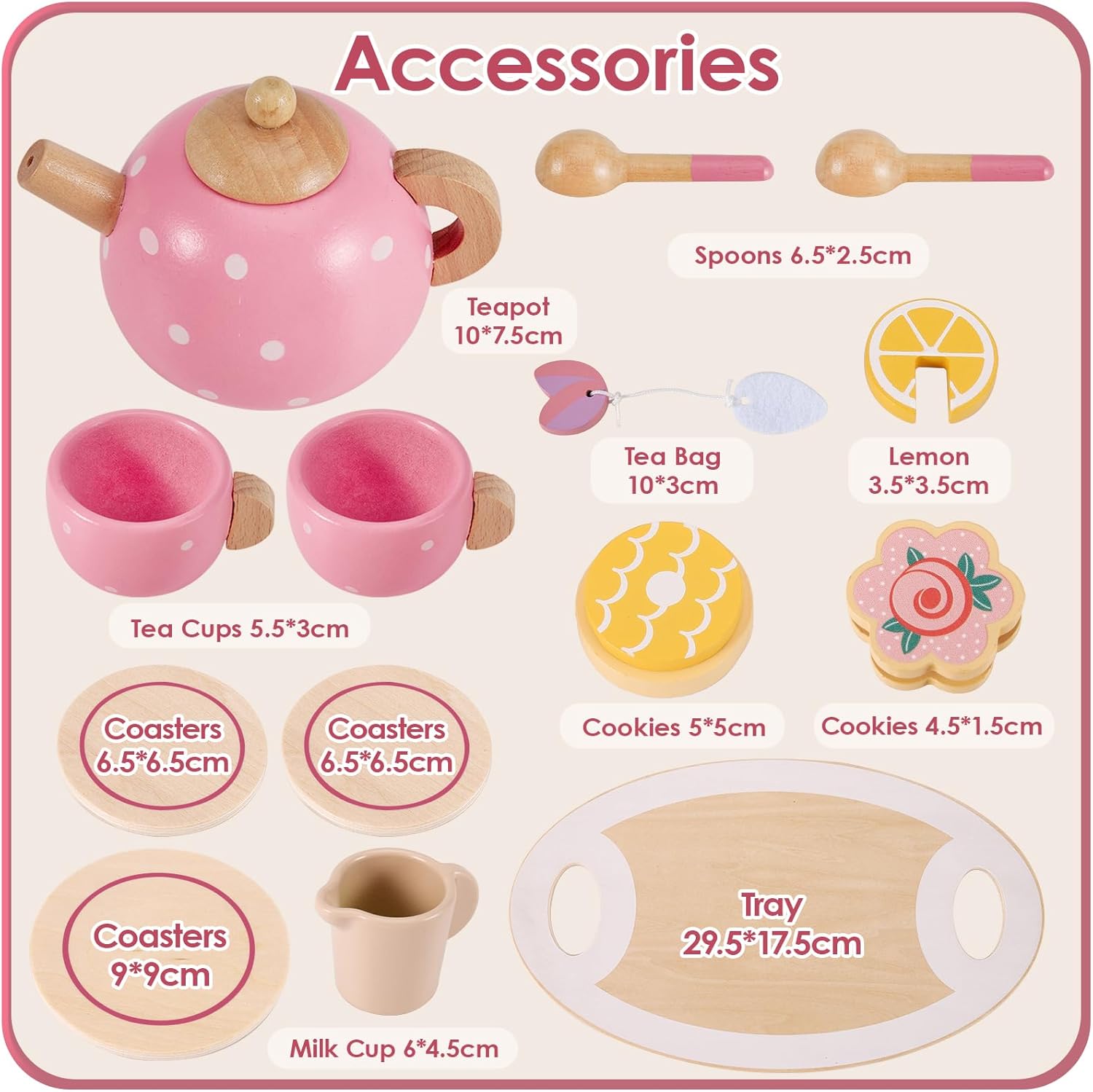 Thumbnail 4 de AOLEVA Wooden Afternoon Tea Set for Toddlers