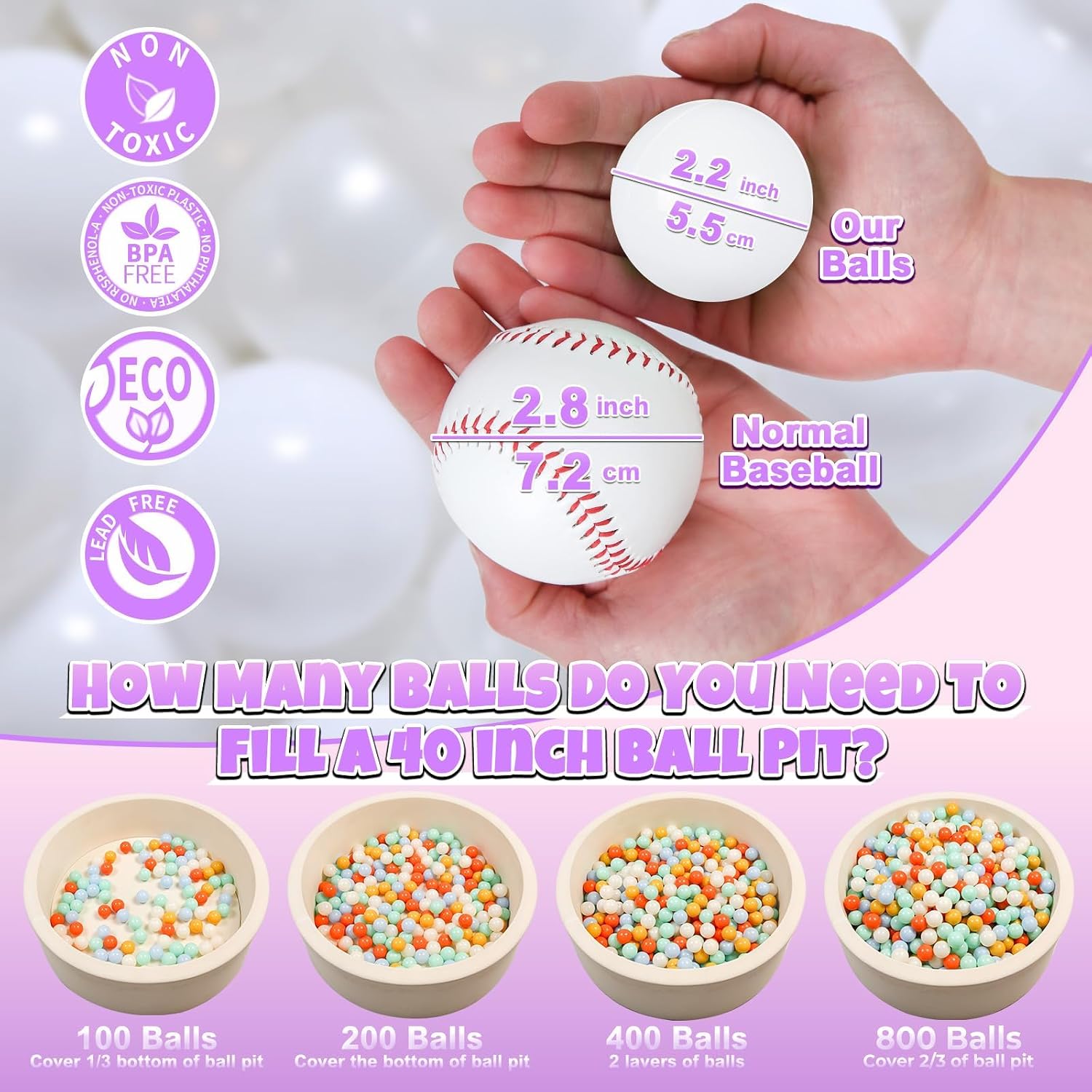 Detalle 2 de GOGOSO BPA-Free Ball Pit Balls (2.15 in) — Plastic Play Balls for Toddler Ball Pits & Playpens