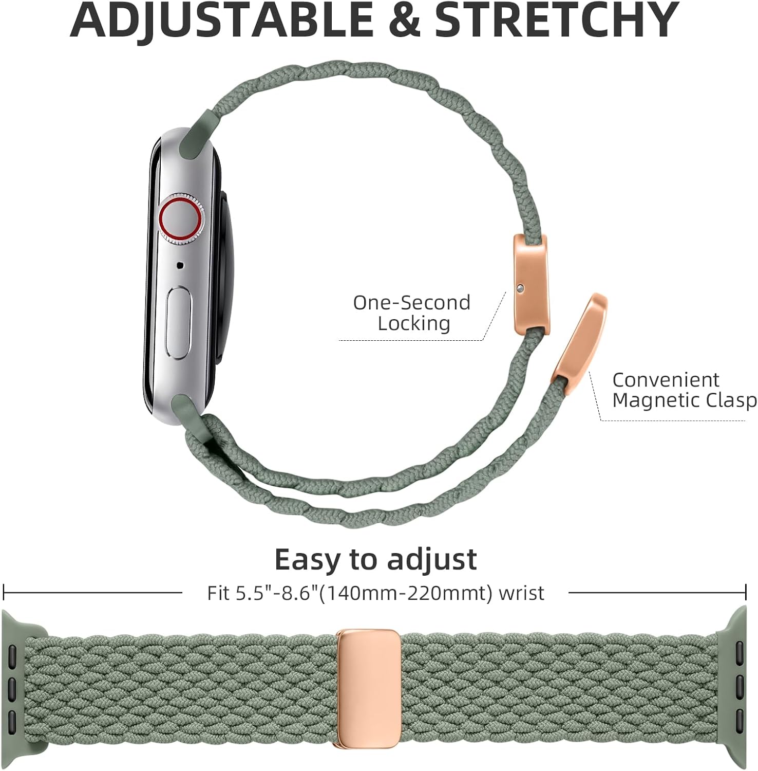 Thumbnail 5 de Maledan Braided Strap magnetic nylon sport band for Apple Watch (41mm–49mm)