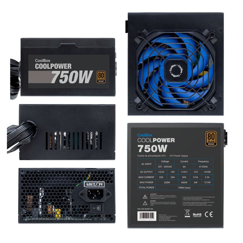 Detalle 2 de Coolbox CoolPower 750W Bronze: eficiencia 88% y silent power para tu PC