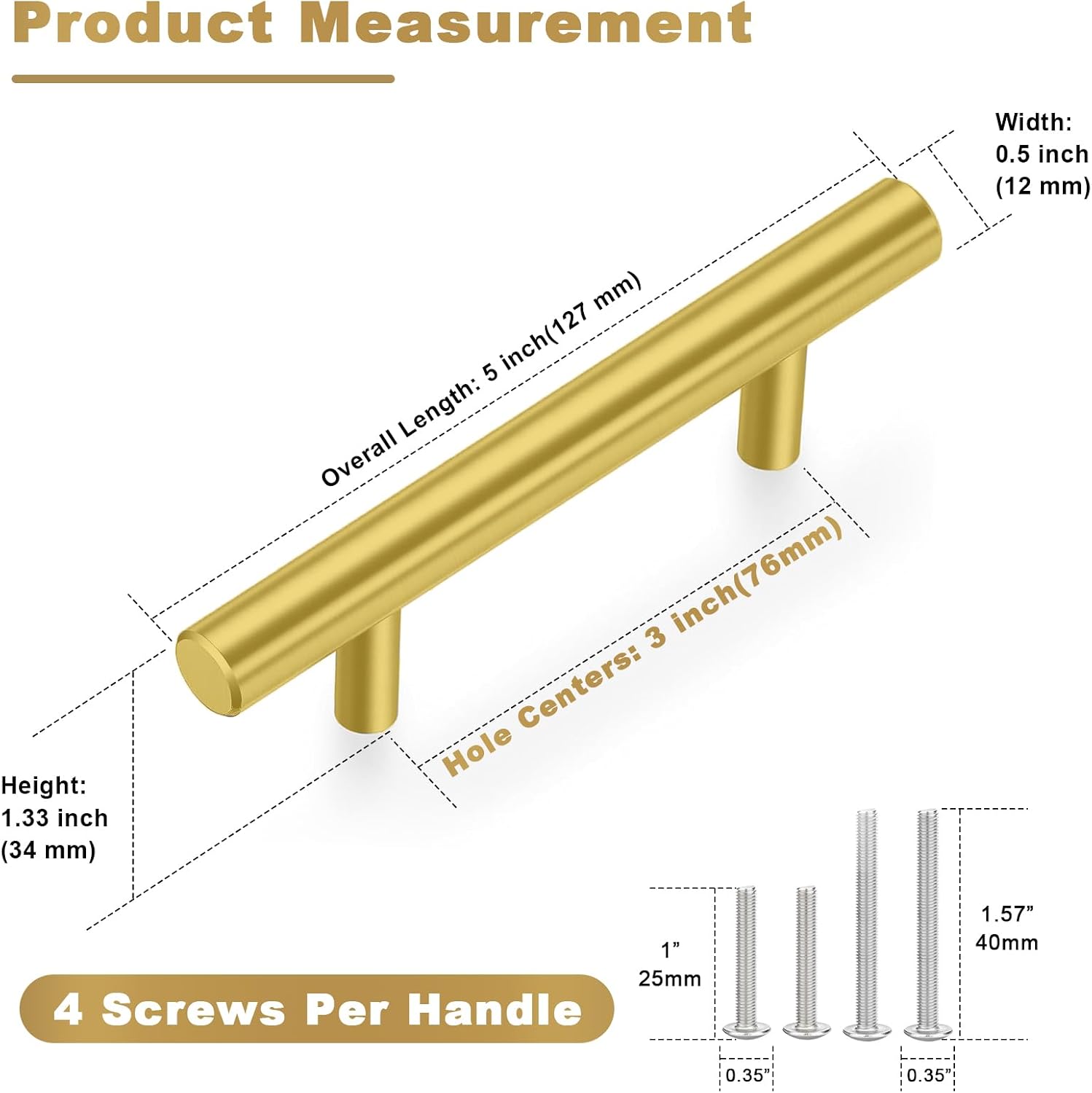 Detalle 1 de Estmoon Cabinet Pulls, 3-Inch Hole Centers