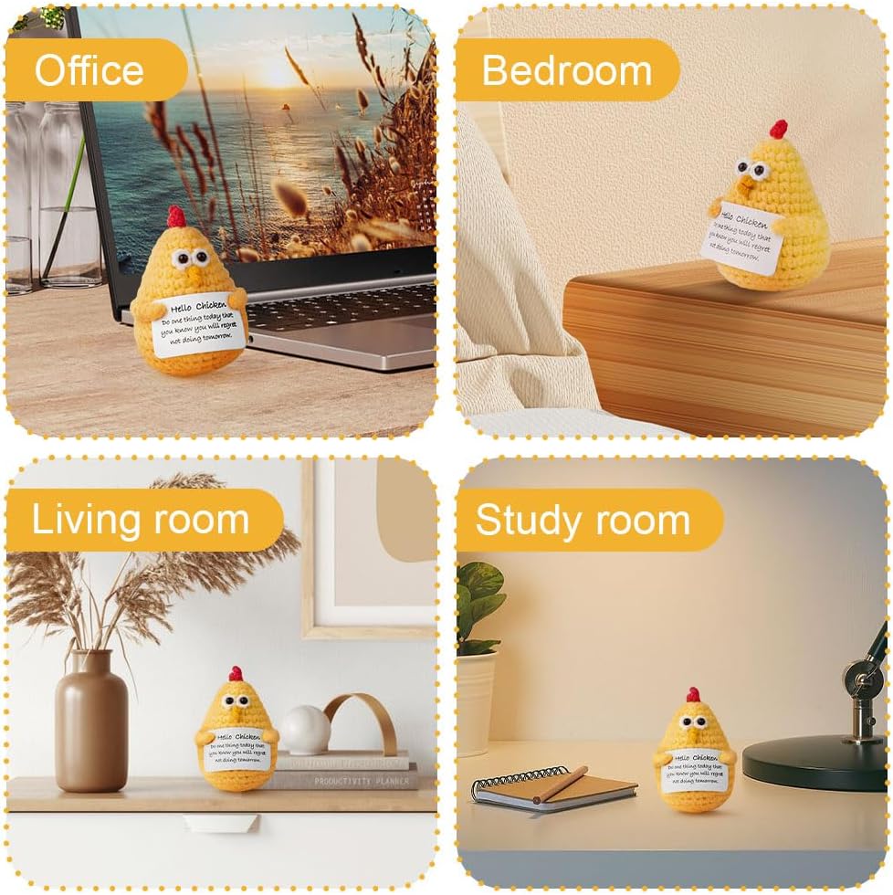 Detalle 2 de Aolso f2bf3de8-1204-4daf-85f9-5d0612edf1c8 Knitted Yellow Chicken Positive Doll