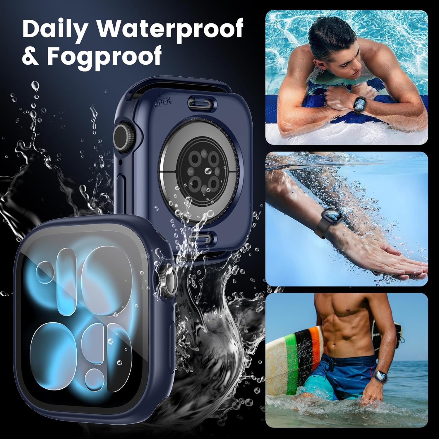Thumbnail 6 de HWeggo 2 in 1 Waterproof Case + tempered glass screen protector for Apple Watch Series 11/10 (46mm) – blue