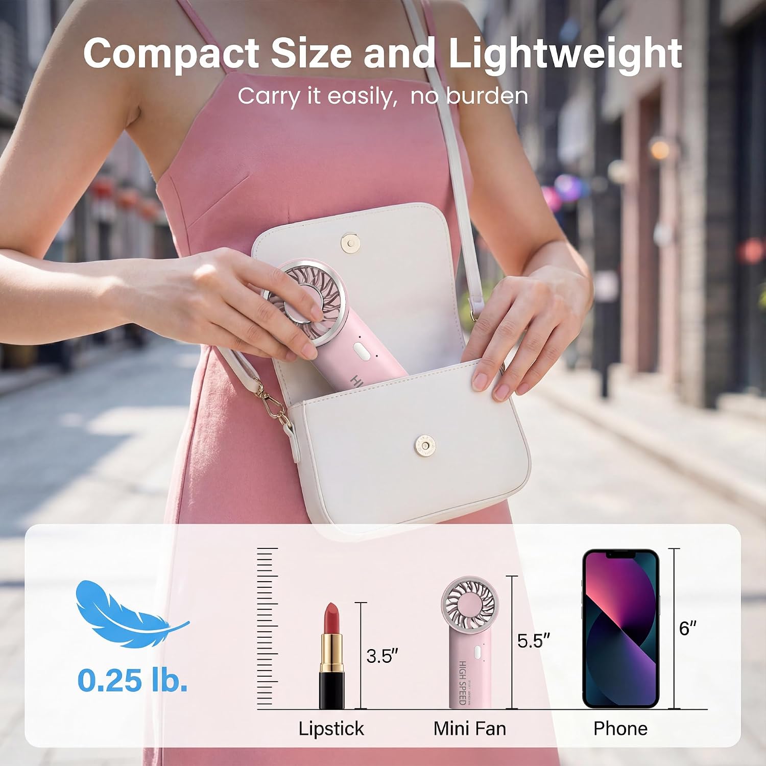 Detalle de efluky Handheld Fan: Compact USB Rechargeable Portable Cooler