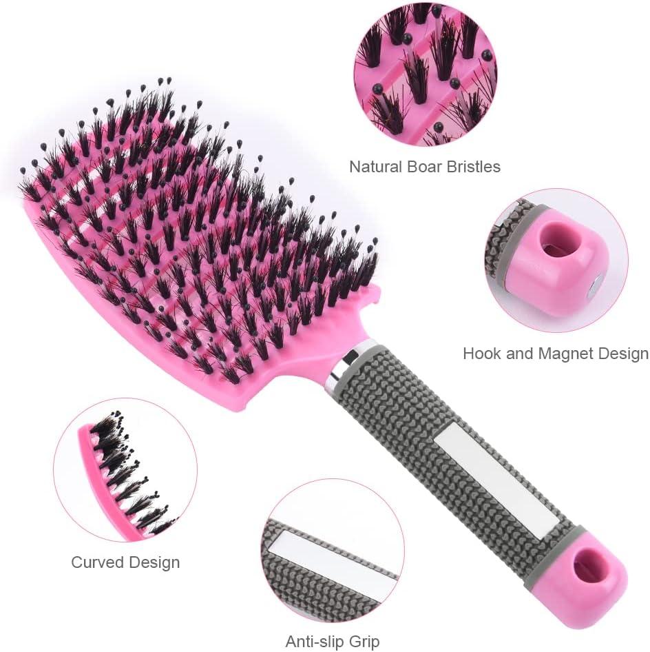 Thumbnail 1 de URAQT Spazzola per Capelli Curva con setole di Cinghiale – Strumento versatile per ricci e lisci