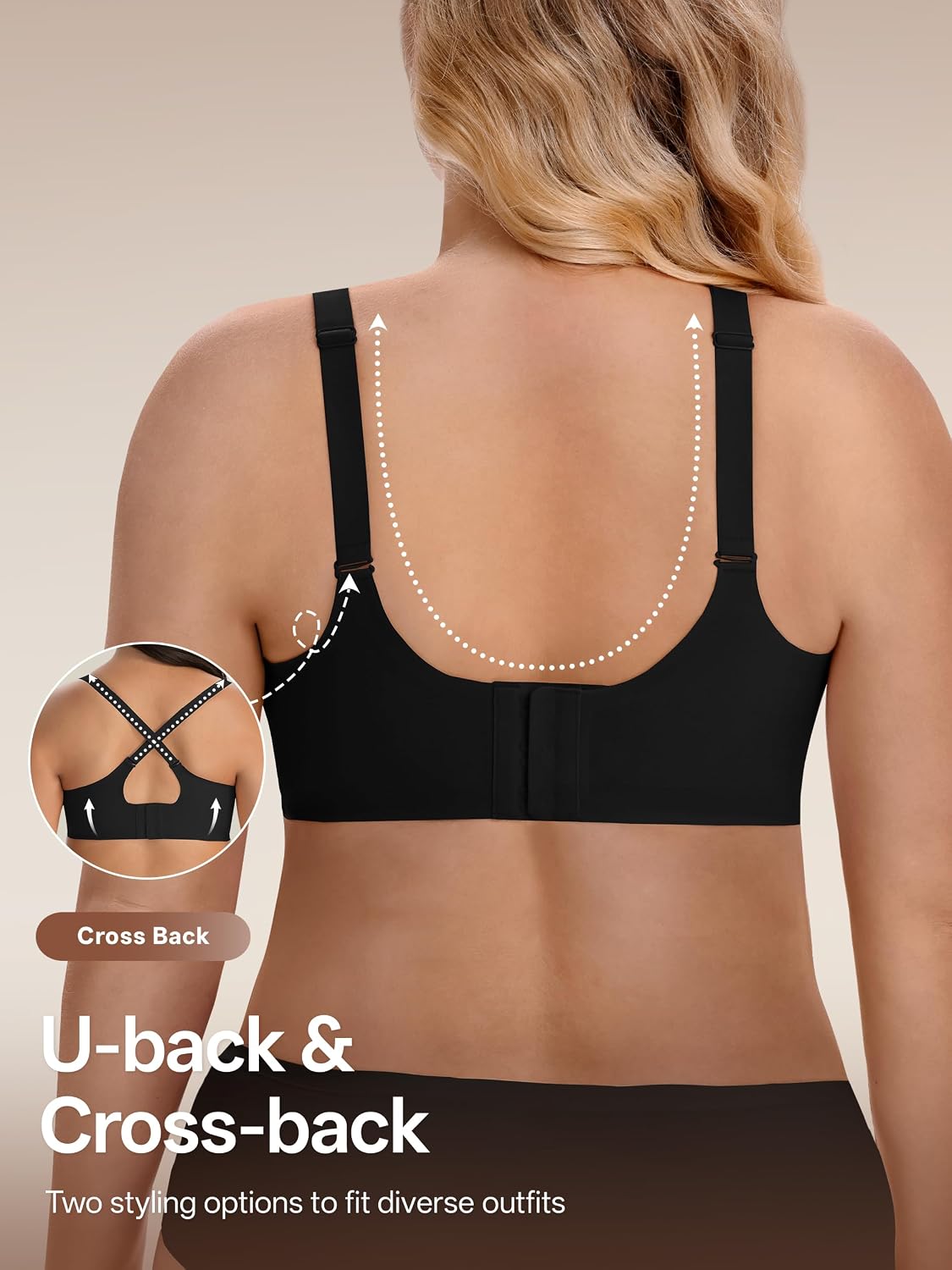Detalle de Angelhood 3-Pack Seamless Wireless T-Shirt Bras, Full Coverage, Scalloped V-Neck