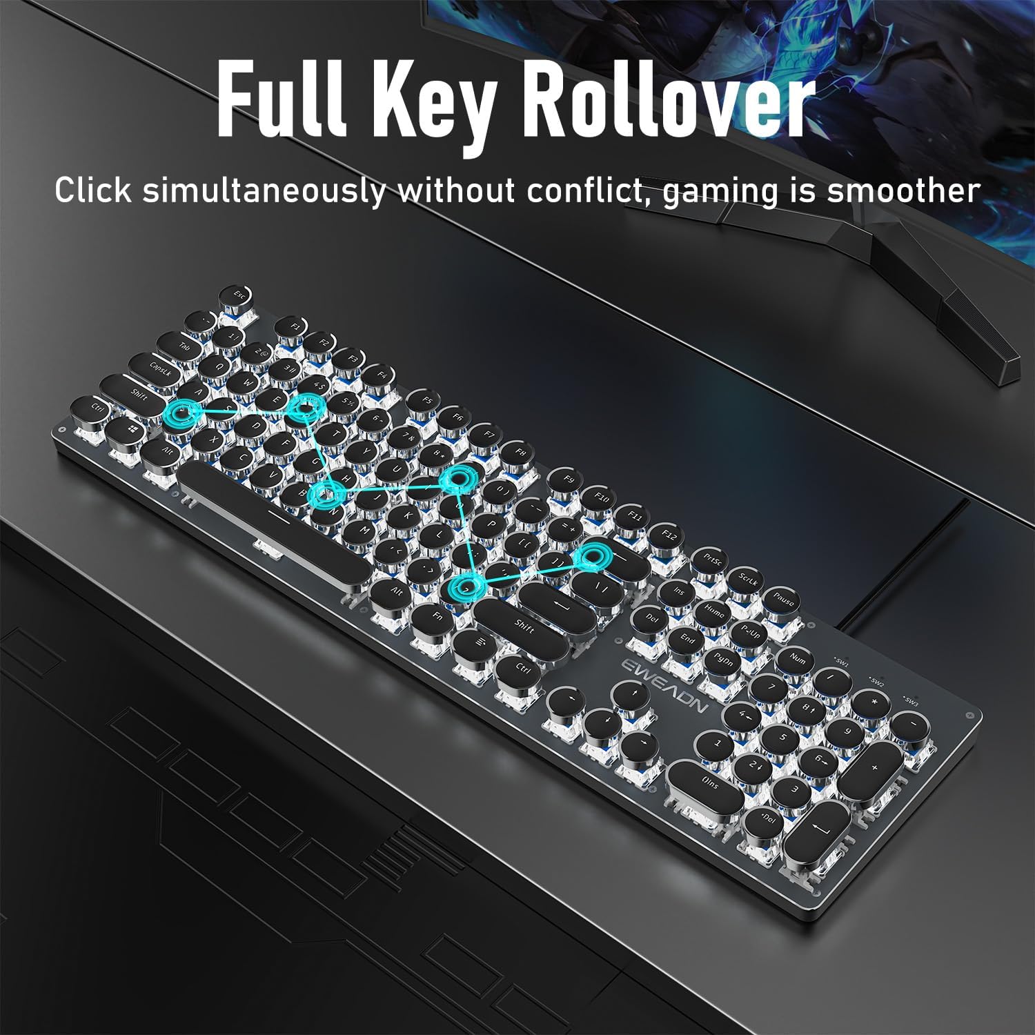 Thumbnail 5 de SEUNKWANG Typewriter Style Mechanical Gaming Keyboard TK100 with White Backlight