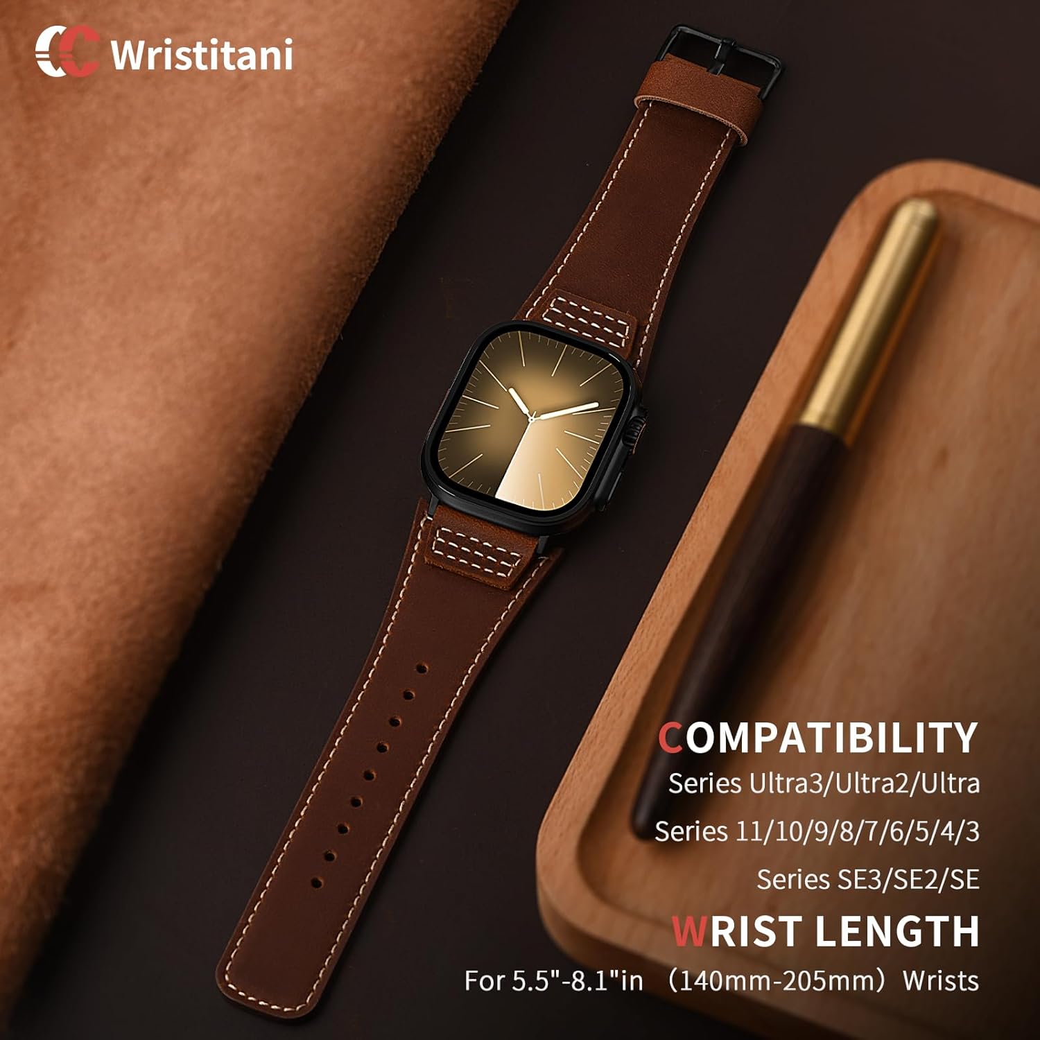 Thumbnail 1 de Bracelet en cuir Wristitani pour Apple Watch (Vintage Crazy Horse) 38 à 49 mm