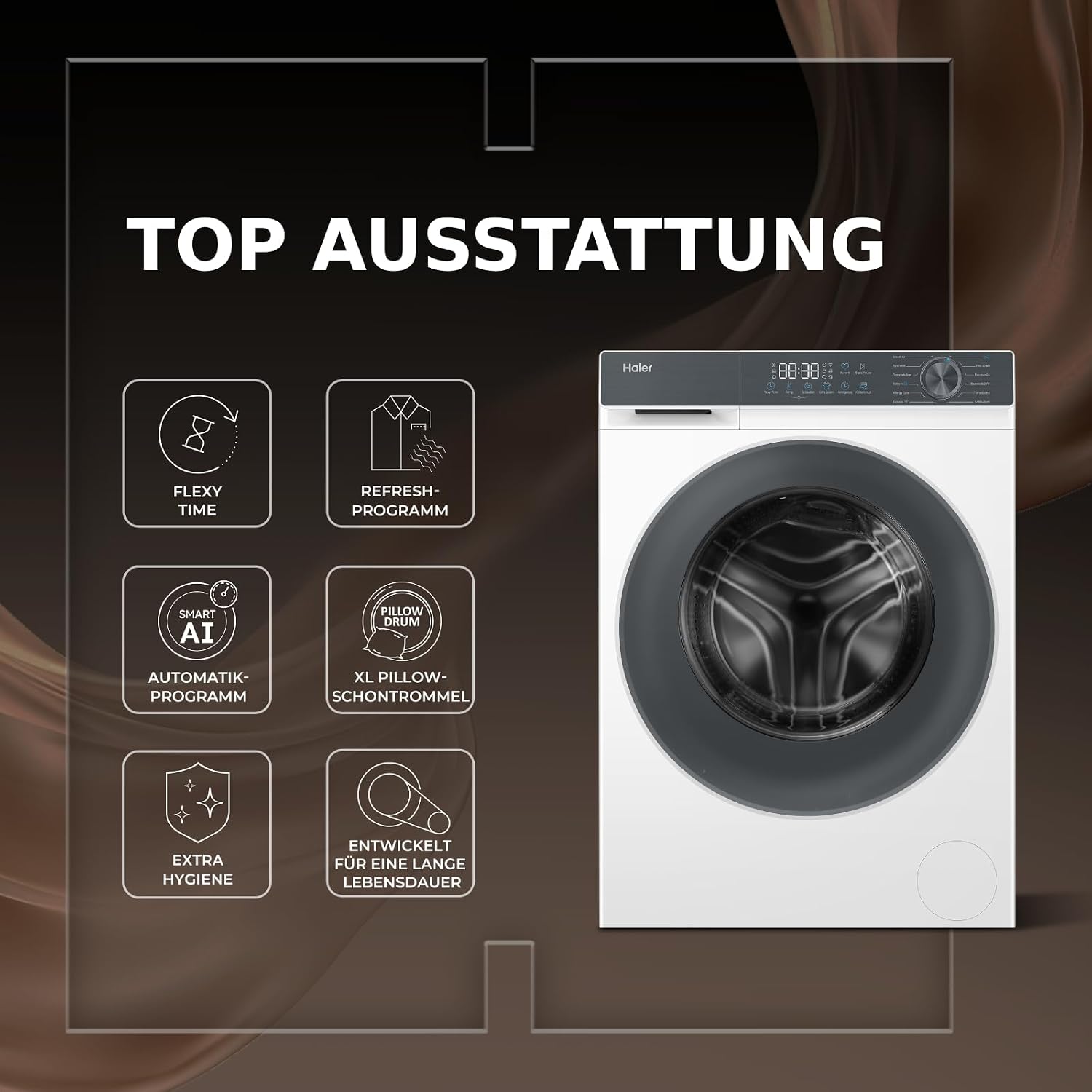 Detalle de Haier Frontlader Waschmaschine 8kg G3 Serie HW80-BP1427637T – effizient, intelligent und langlebig