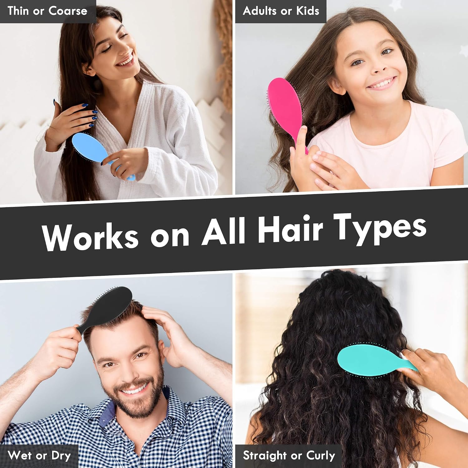 Detalle de Aussumy 4-Pack Detangling Hair Brushes with Air Cushion Cushioning