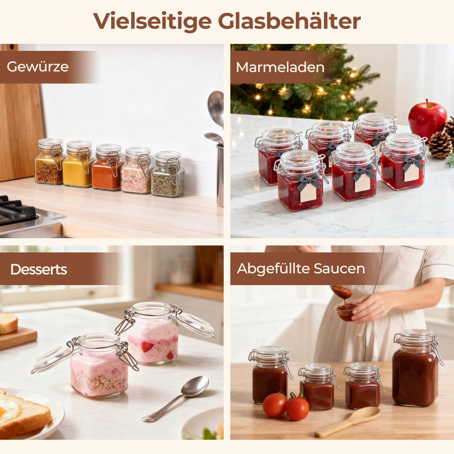 Thumbnail 6 de ComSaf 12er Gewürzgläser-Set 120 ml – luftdicht, quadratisch, mit Trichter & Etikettenbogen