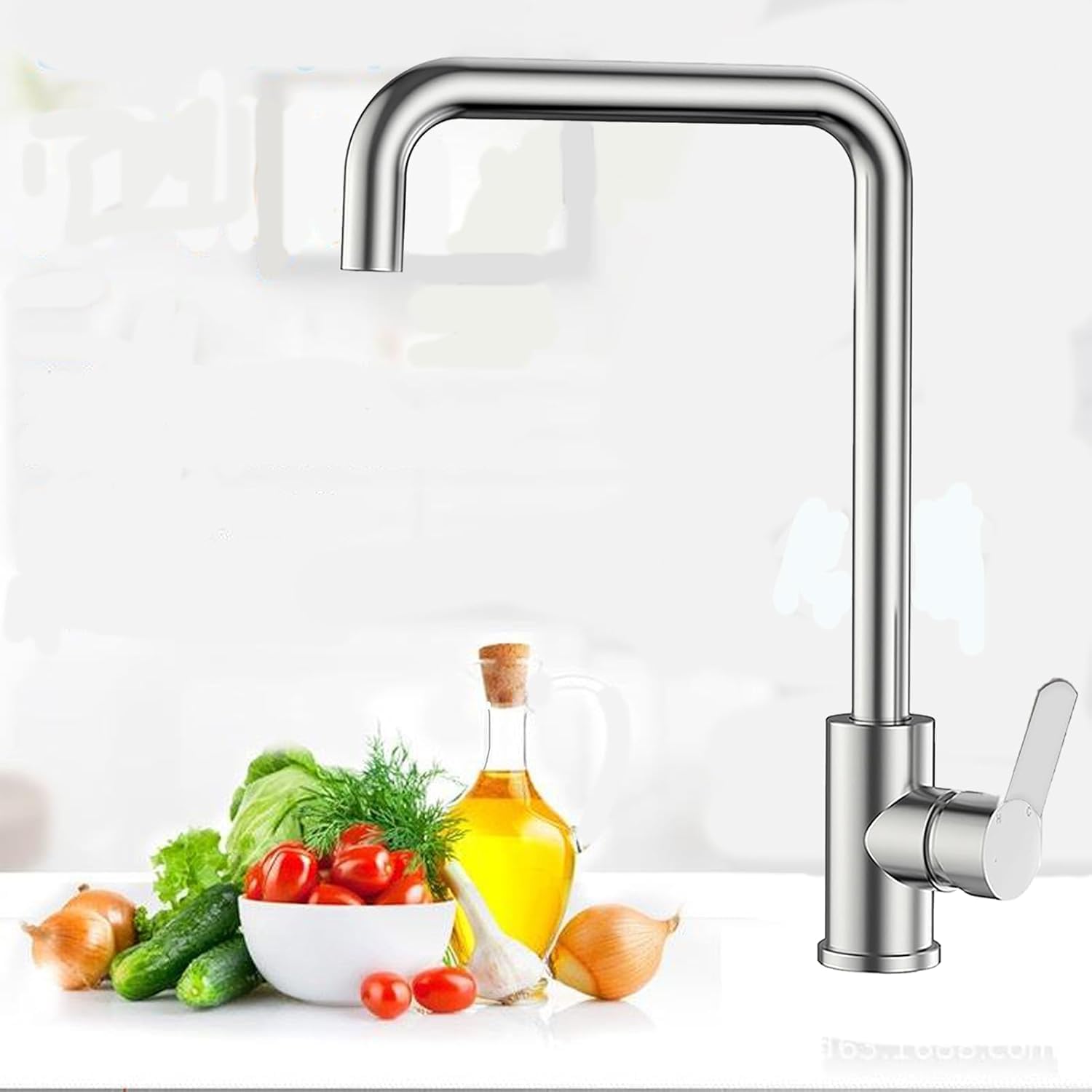 Robinet d’évier de cuisine à poignée unique XWIHTR pivotant 360° en acier inoxydable SUS304