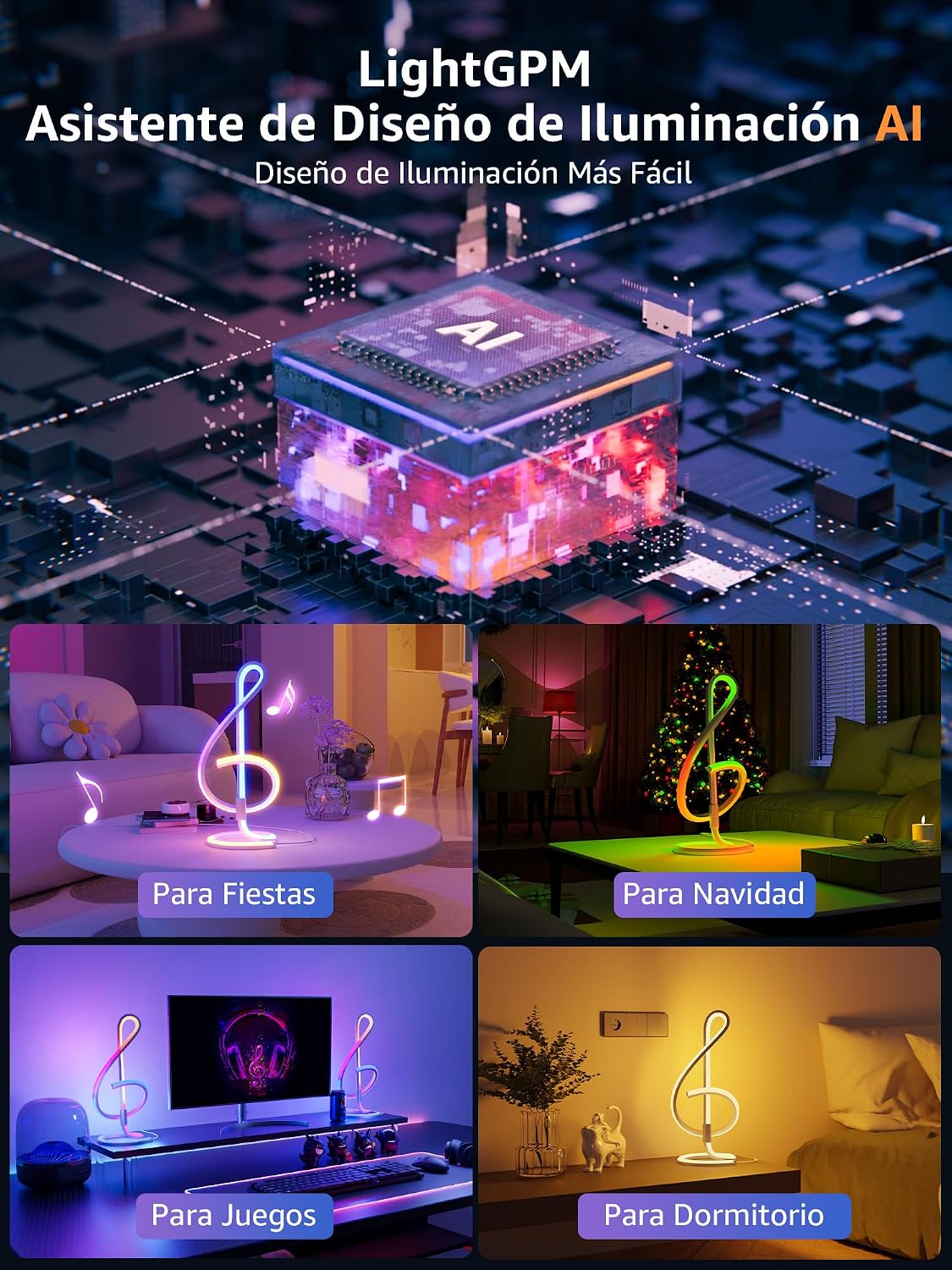 Detalle 1 de Lepro TB2 AI Lámpara de Mesa Inteligente con Luz RGB 🎶